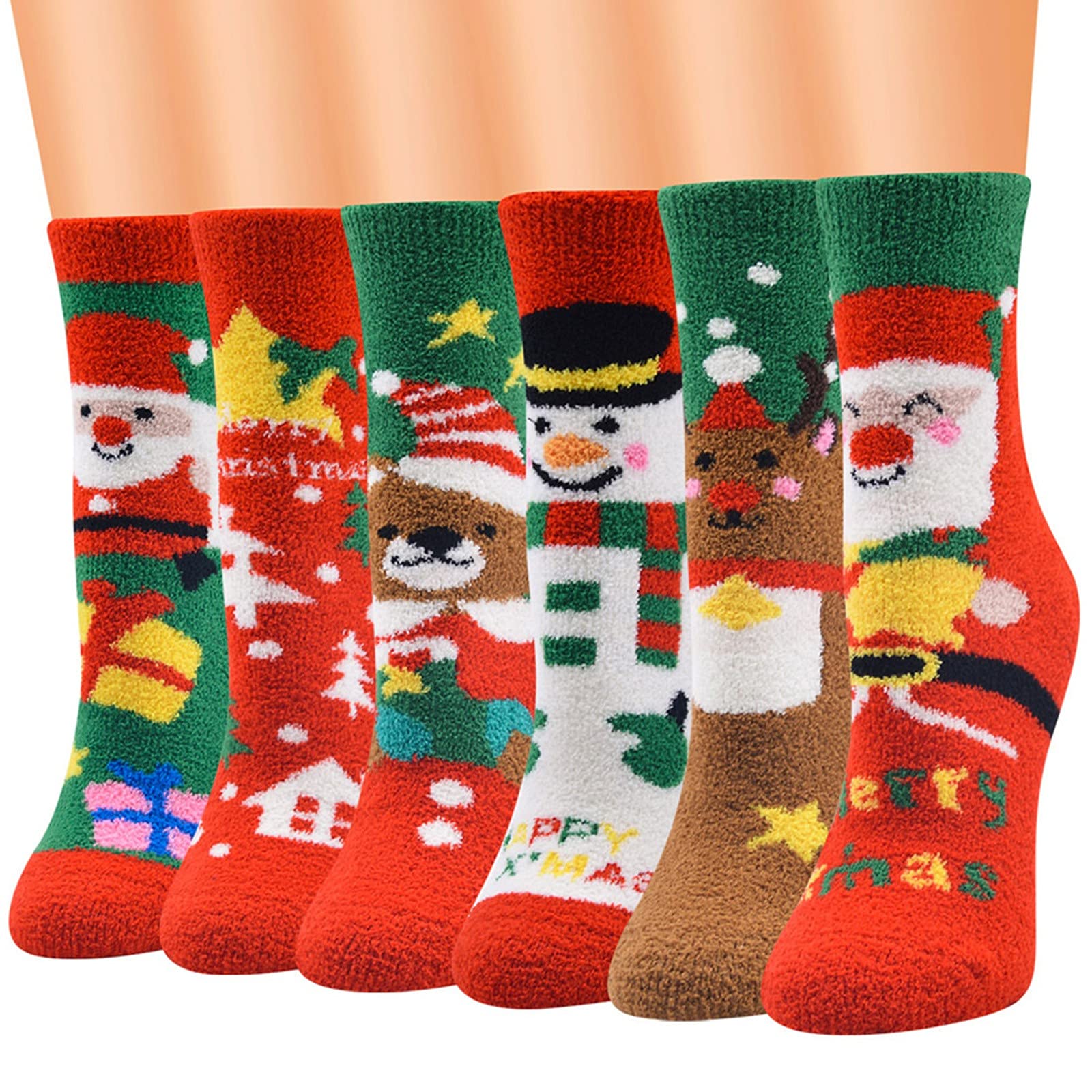 Women's Fuzzy Christmas Socks - Anti-Slip Fleece Socks for Winter & Home