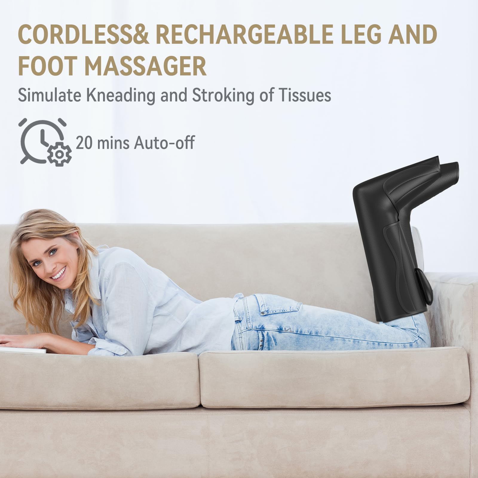 FIT KING Upgraded Cordless Leg & Foot Massager for Pain Relief, Improved Circulation, Muscle Relaxation & Recovery | Rechargeable Portable Compression Boots with Travel Bag | Perfect for Home, Office & Travel Use | Great Health Gift for Men & Women