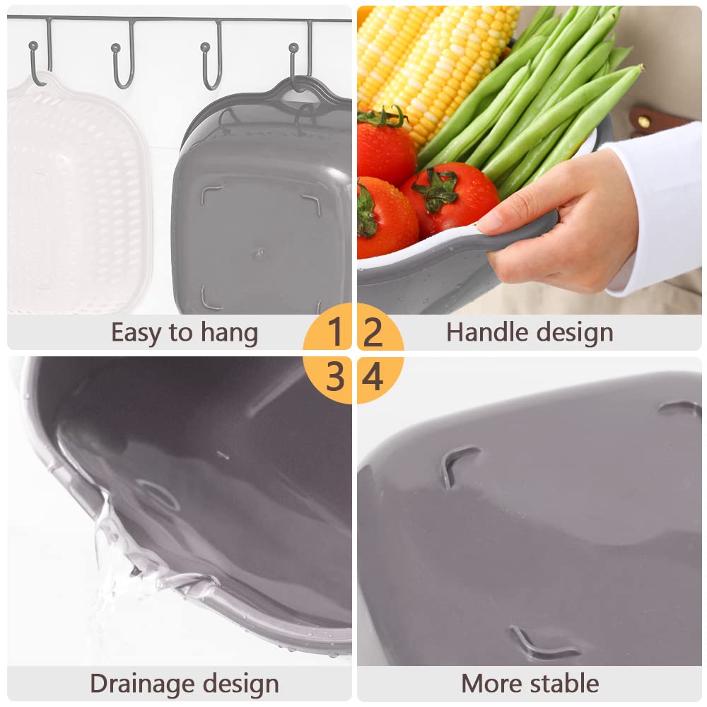 Stackable Multi-Layer Kitchen Colander Set - Vegetable & Fruit Washing Basket, Strainer, Sink Organizer for Fresh Produce Prep | Perfect for Meal Prep, Salad Making & Kitchen Organization