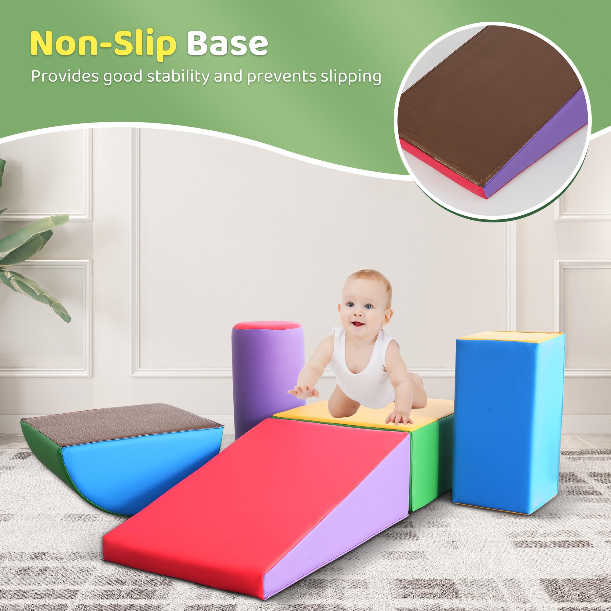 Foam Climbing Blocks for Toddlers 1-3 Years - 5-Piece Indoor Active Play Set for Kids, Safe Climb and Crawl Activity Toys for Home, Preschool & Daycare - Perfect for Developing Motor Skills & Active Playtime