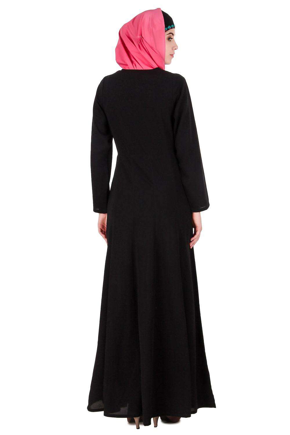 Floral Patchwork Semi-Circular Abaya - Elegant Islamic Dress for Women | Perfect for Prayer, Eid, and Special Occasions