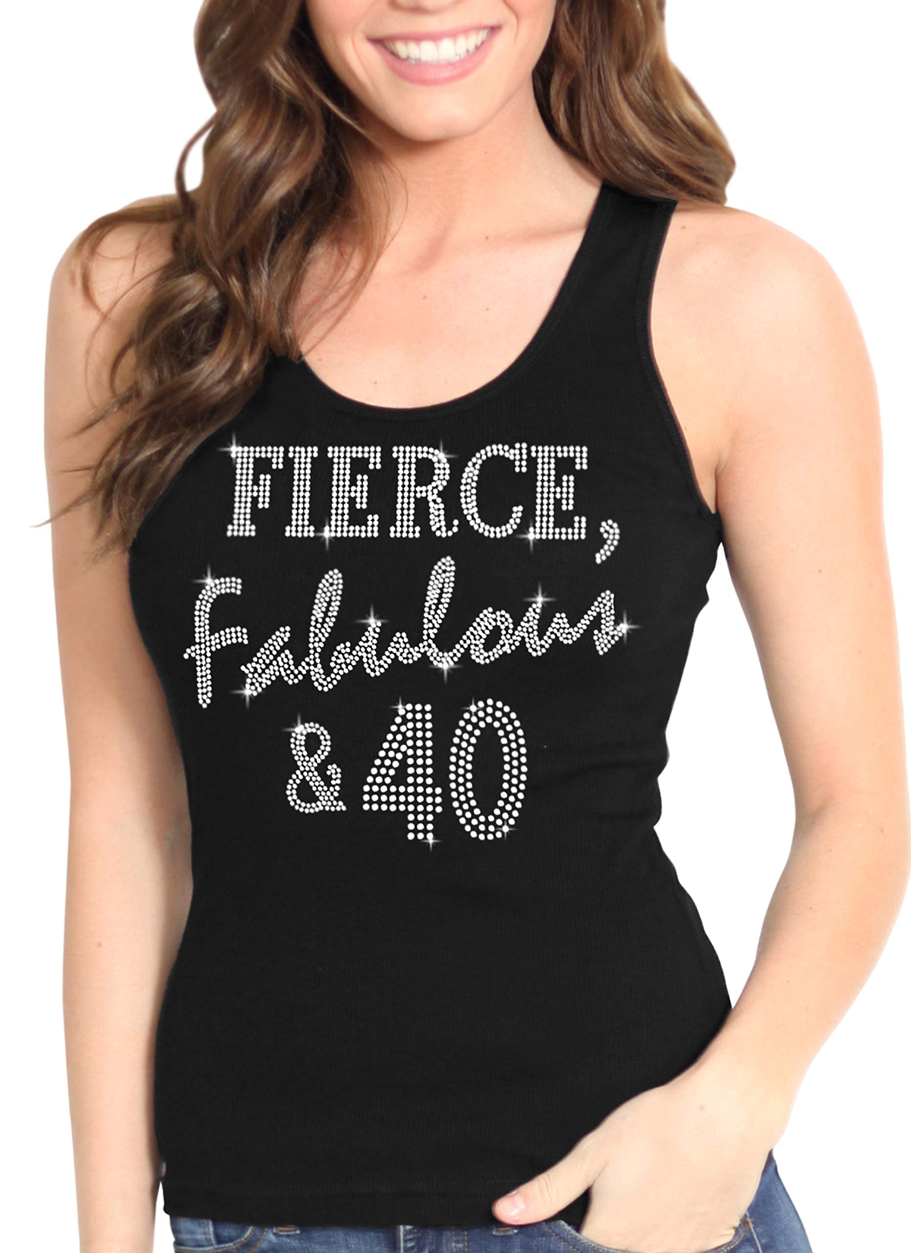 Sparkling 40th Birthday Shirts for Women - Rhinestone Birthday Tank Tops - Funny 40th Birthday Gift Ideas - Perfect for Parties, Girls' Night Out & Milestone Celebrations