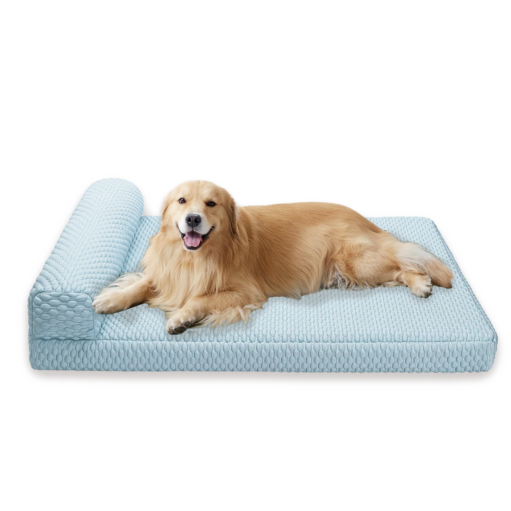 **Orthopedic Cooling Dog Bed for Large Dogs - Breathable Washable Pet Bed with Removable Cover - Comfortable Dog & Cat Couch for Small Medium Large Pets (White & Blue, XX-Large) - Perfect for Hot Weather & Indoor Relaxation**