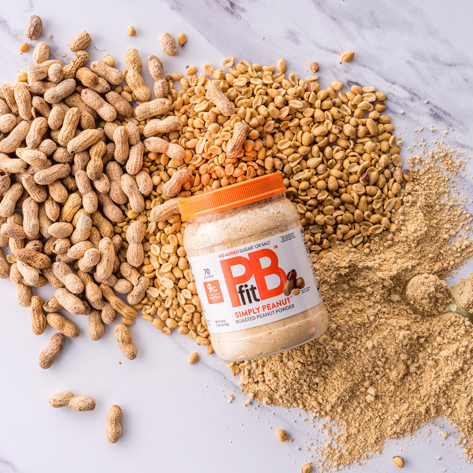 PBfit 24oz Natural Peanut Powder - No Added Sugar, Salt, Non-GMO, Gluten-Free, Vegan Protein Powder with 9g Protein (9% DV) - Perfect for Smoothies, Baking & Healthy Snacks