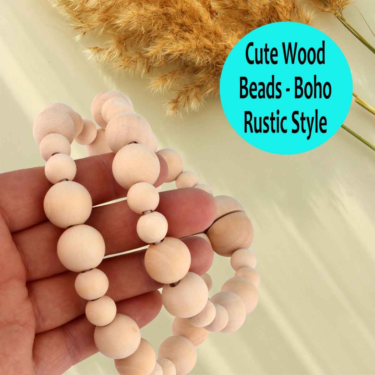 Magnetic Wood Bead Curtain Tiebacks - Strong Hold with Powerful Magnets - Boho Chic Home Decor for Bedroom, Living Room & Nursery - 2 Pack Natural Wood Tiebacks for Curtains & Drapes - Perfect for Window Treatments & Room Dividers