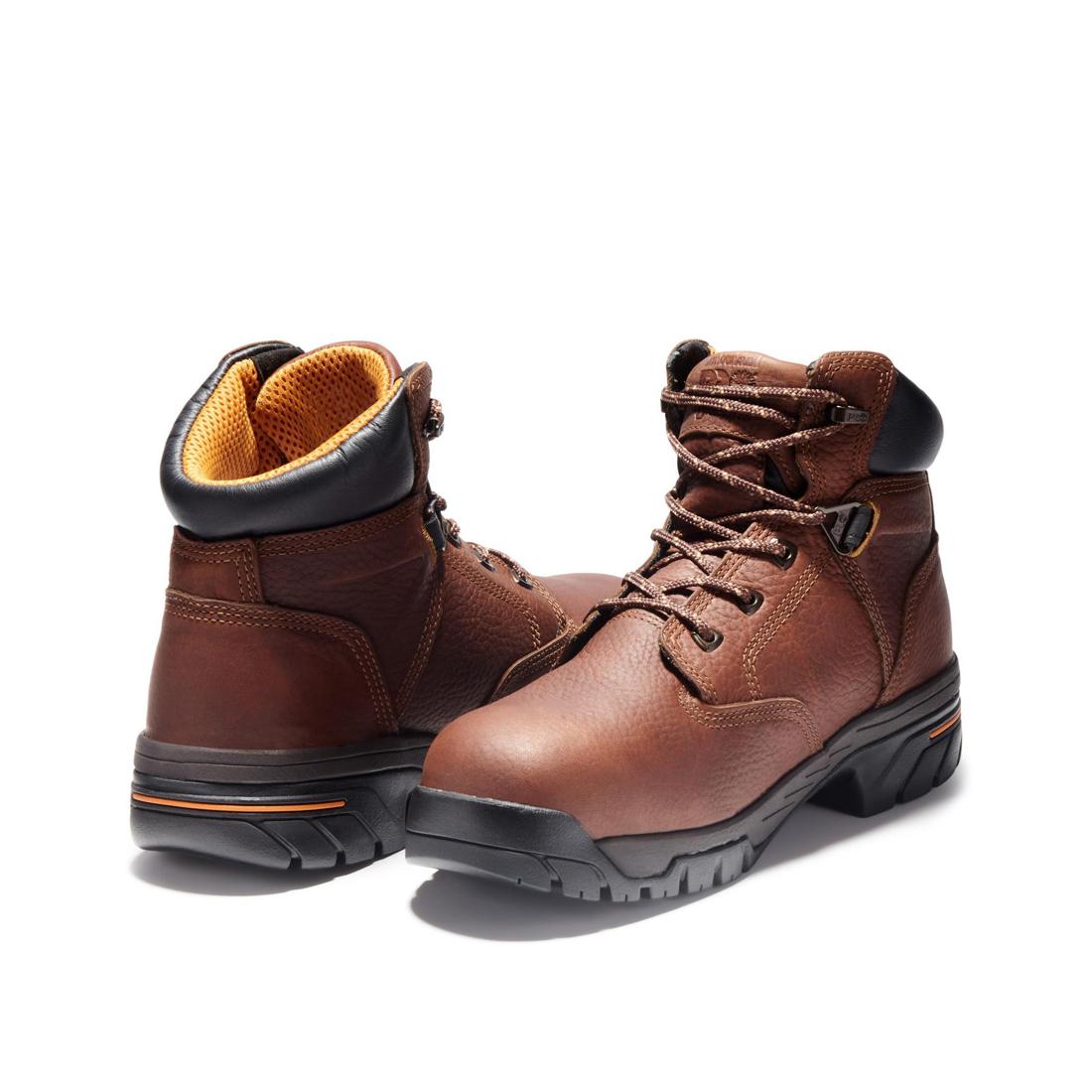 Helix 6 Inch Soft Toe Work Boots for Men - Comfortable Brown Leather Safety Shoes for Construction, Hiking & Outdoor Work