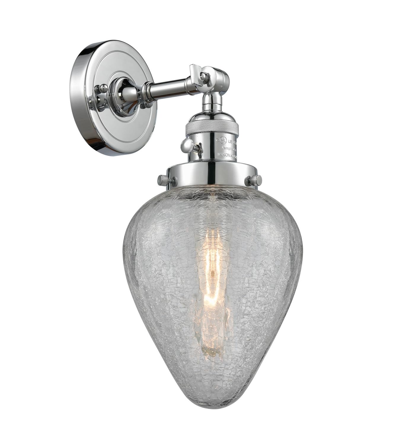Innovations 203SW-PC-G165 Wall Sconce Light Fixture - 1 Light Polished Chrome Finish with High/Low/Off Switch - Perfect for Bedroom, Hallway, or Entryway Lighting