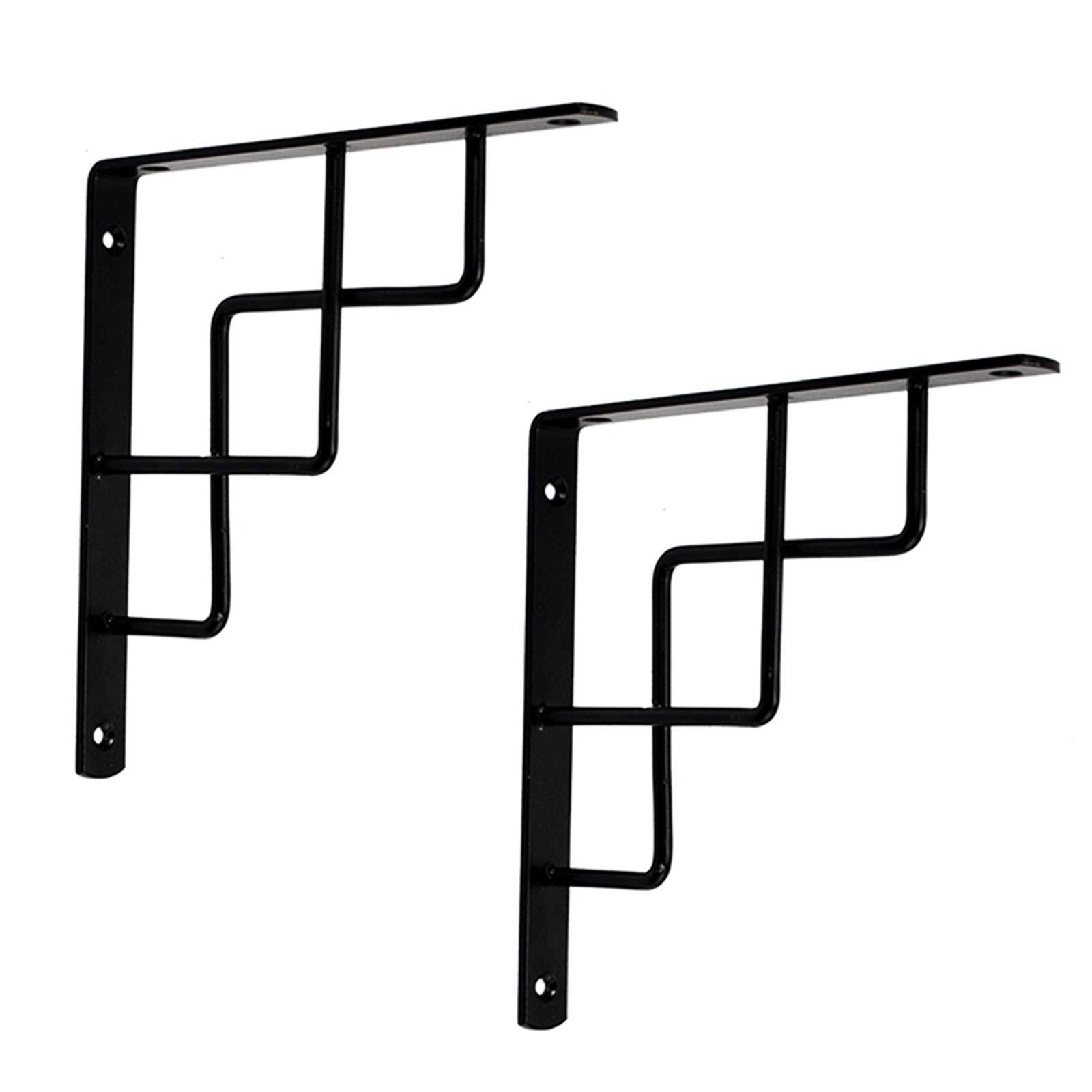 Black & White Heavy Duty Wrought Iron Shelf Brackets - Modern Triangular Wall Support for Kitchen, Garden, Office (19.6cm/25cm/30cm) - Perfect for Floating Shelves, Bookshelves & Home Decor Organization
