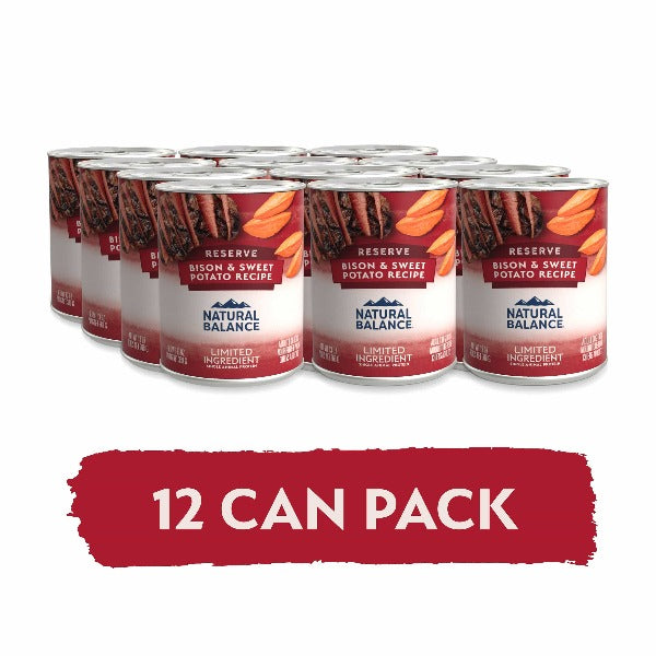 Natural Balance Reserve Limited Ingredient Bison & Sweet Potato Recipe Canned Dog Food - Grain-Free, Hypoallergenic Wet Food for Dogs with Sensitive Stomachs - Perfect for Mealtime & Digestive Health Support