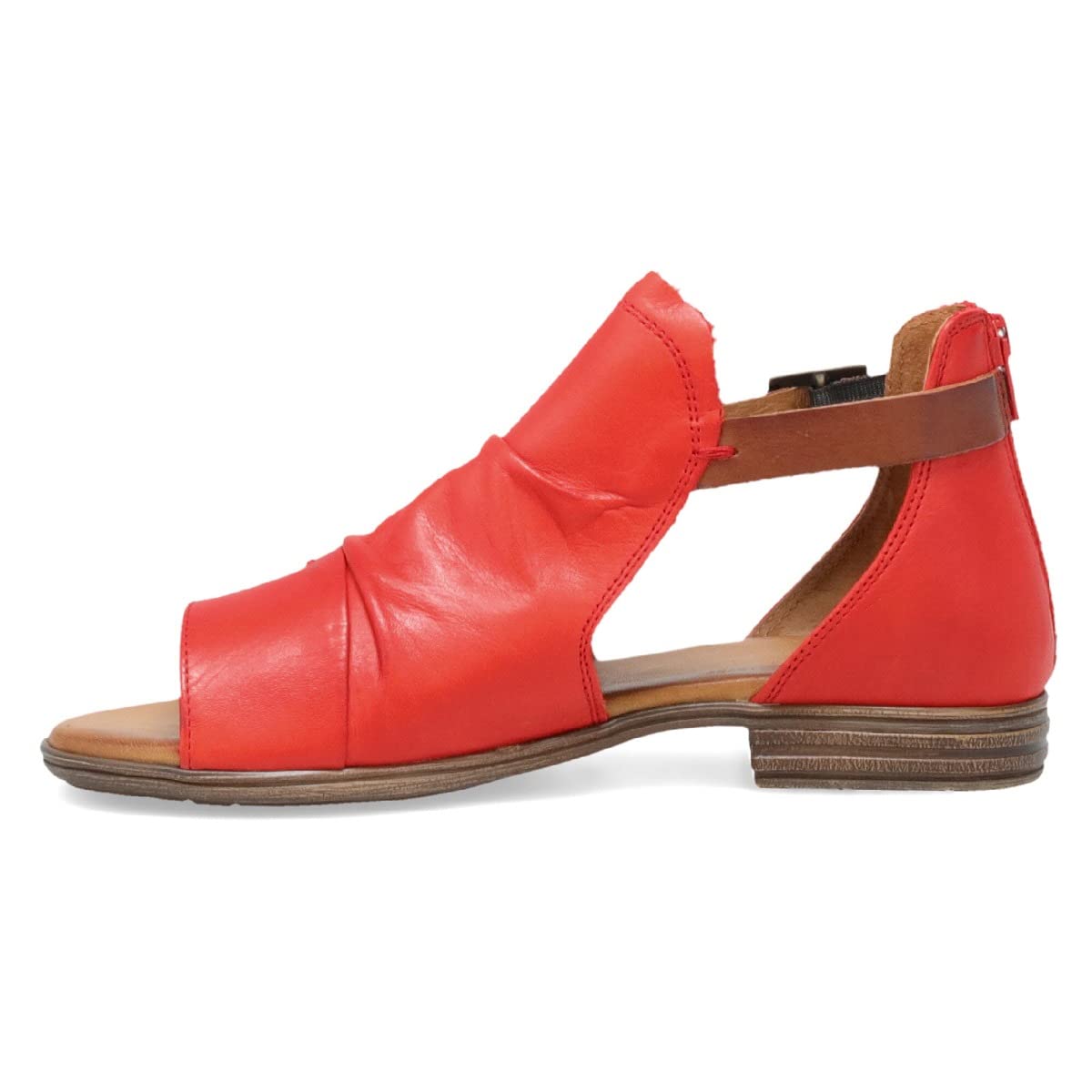 Miz Mooz Dipper Women's Leather Sandals - Peep Toe Buckle Strap Open Side Casual Sandals for Summer, Beach, Vacation & Everyday Wear