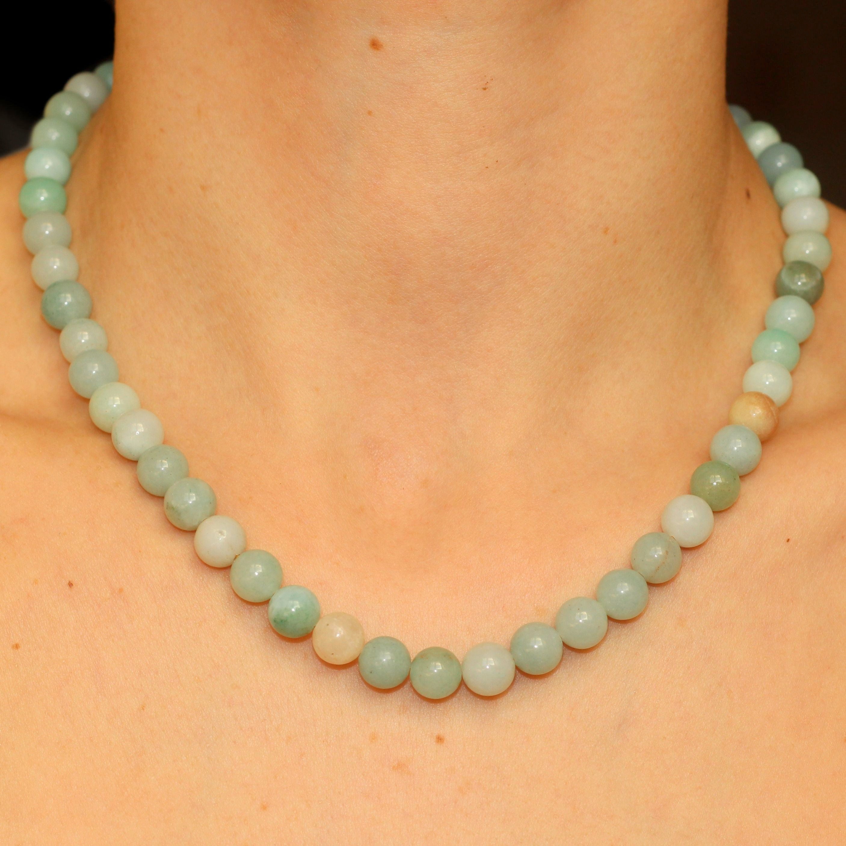 Amazonite Beaded Necklace for Women - Natural Stone Jewelry for Healing & Positive Energy | Perfect for Meditation, Yoga & Spiritual Gifts