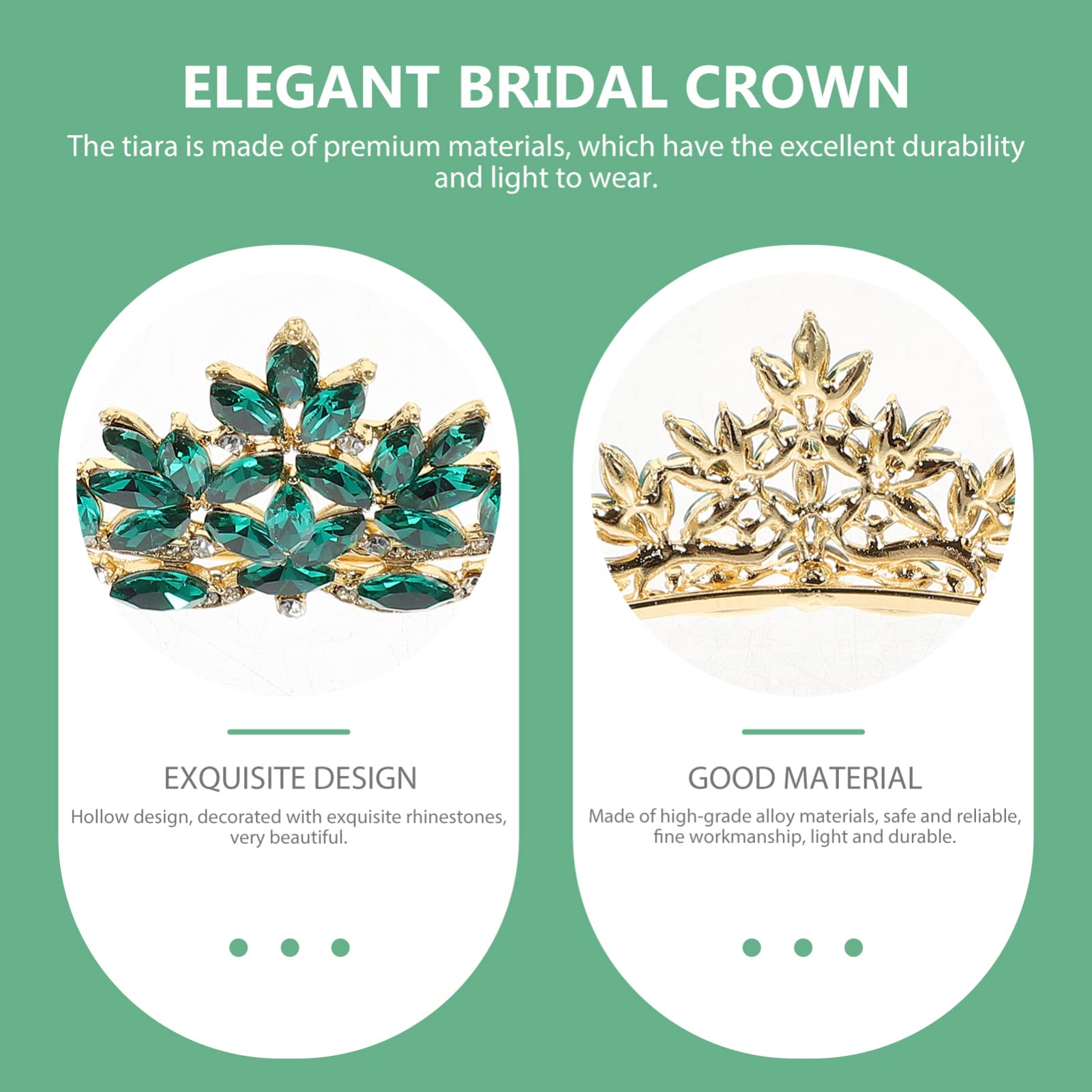 Uonlytech Princess Crown Hair Accessories for Girls & Brides - Green Wedding Tiara, Alloy Bridal Headdress & Hair Decorations | Perfect for Prom, Pageants & Special Occasions