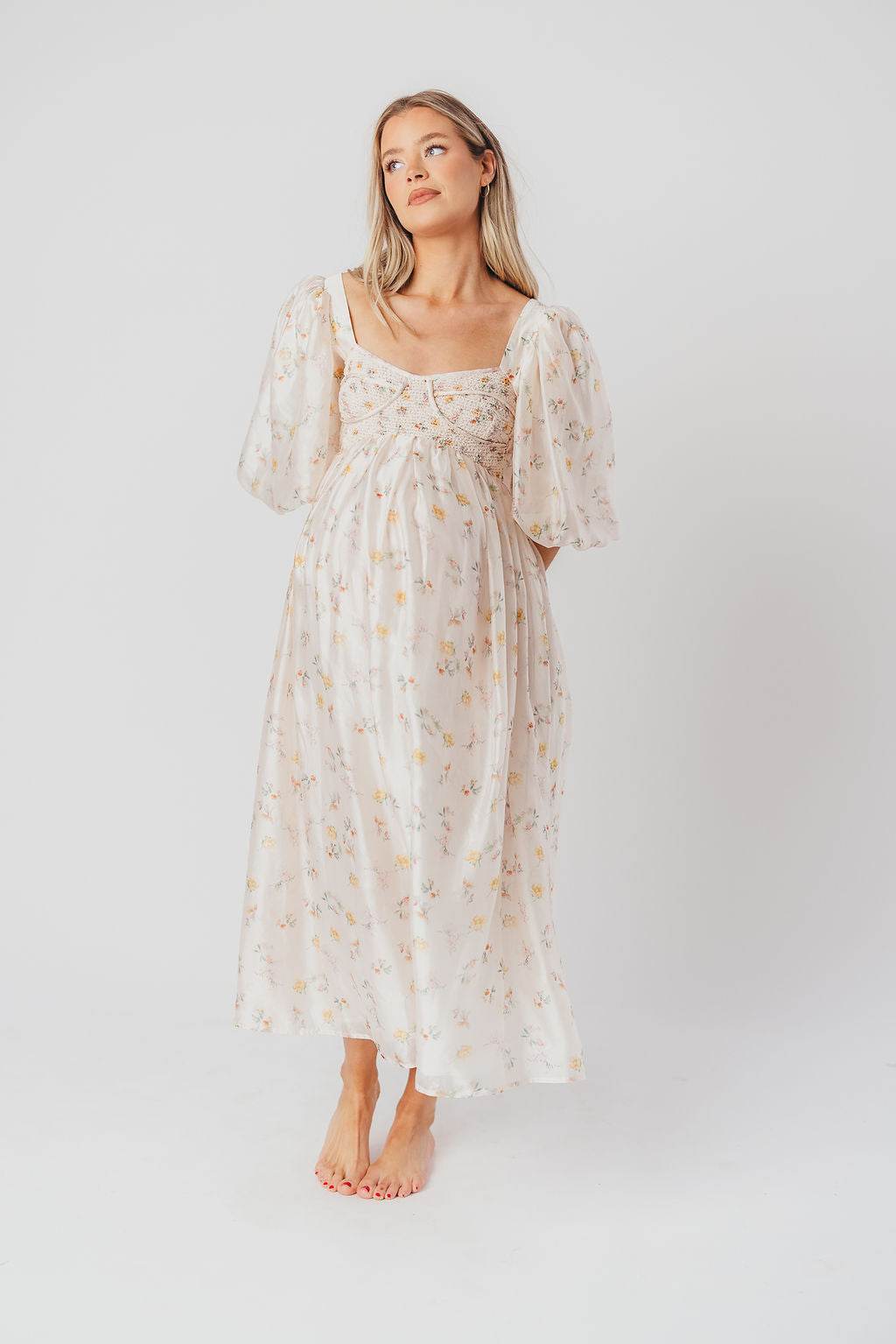 Harlow Maxi Dress - Tiny Yellow Floral Print, Bump Friendly Maternity Dress, Inclusive Sizing S-3XL | Perfect for Summer Vacations, Beach Weddings & Casual Outings