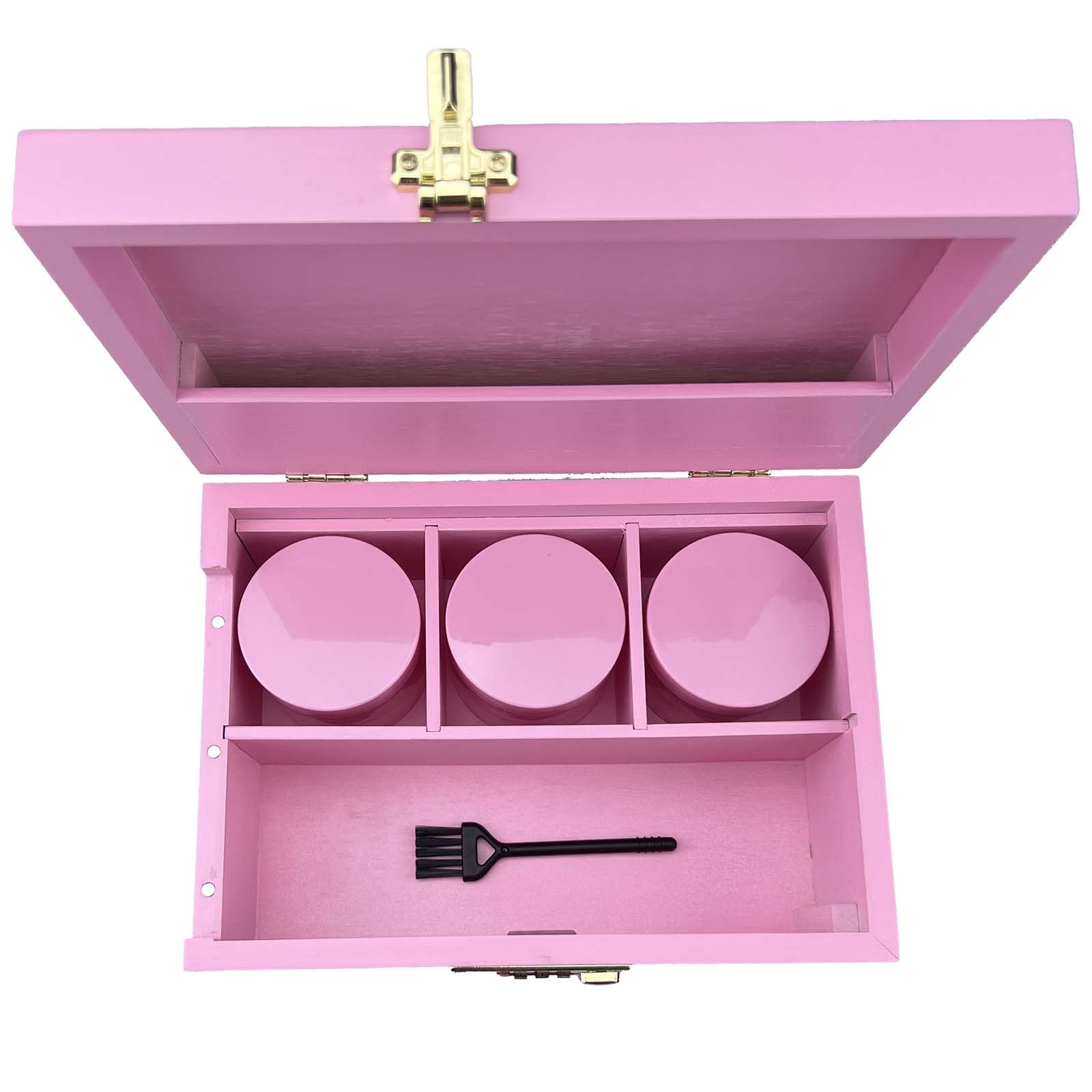 DEHVEN Large Bamboo Storage Box with Lock - Decorative Jar Organizer for Home, Office & Bathroom (Pink) | Perfect for Jewelry, Makeup, Spices & Home Decor Storage