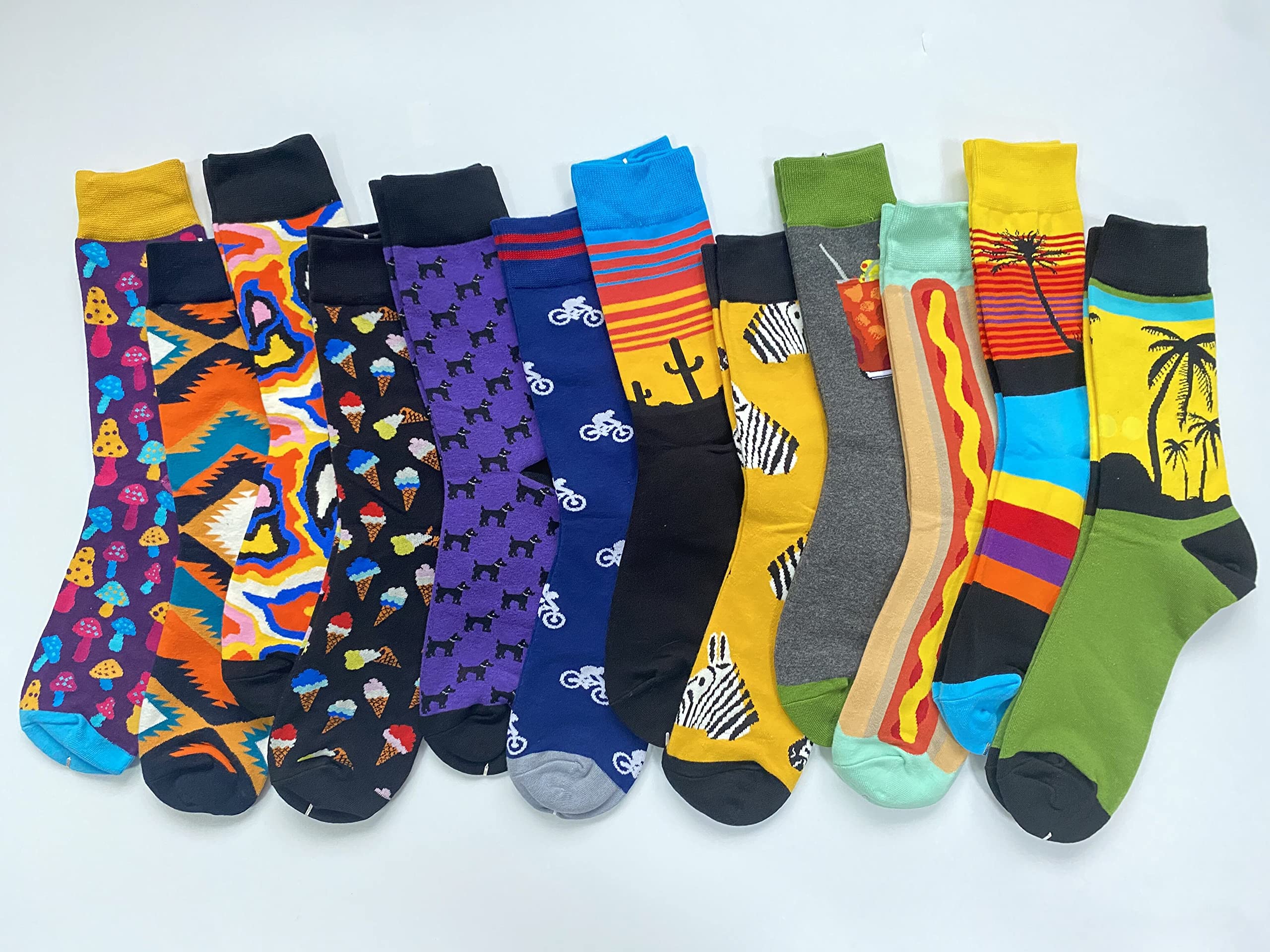 Men's Funky Novelty Cotton Crew Socks Pack - Colorful Art Dress Socks for Casual Wear & Gifts | Perfect for Office, Parties & Everyday Fashion
