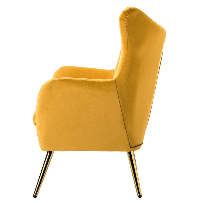 Luxury Isabelle Wingback Velvet Upholstered Armchair - High Back Accent Chair with Sturdy Metal Legs for Living Room, Bedroom & Office Decor