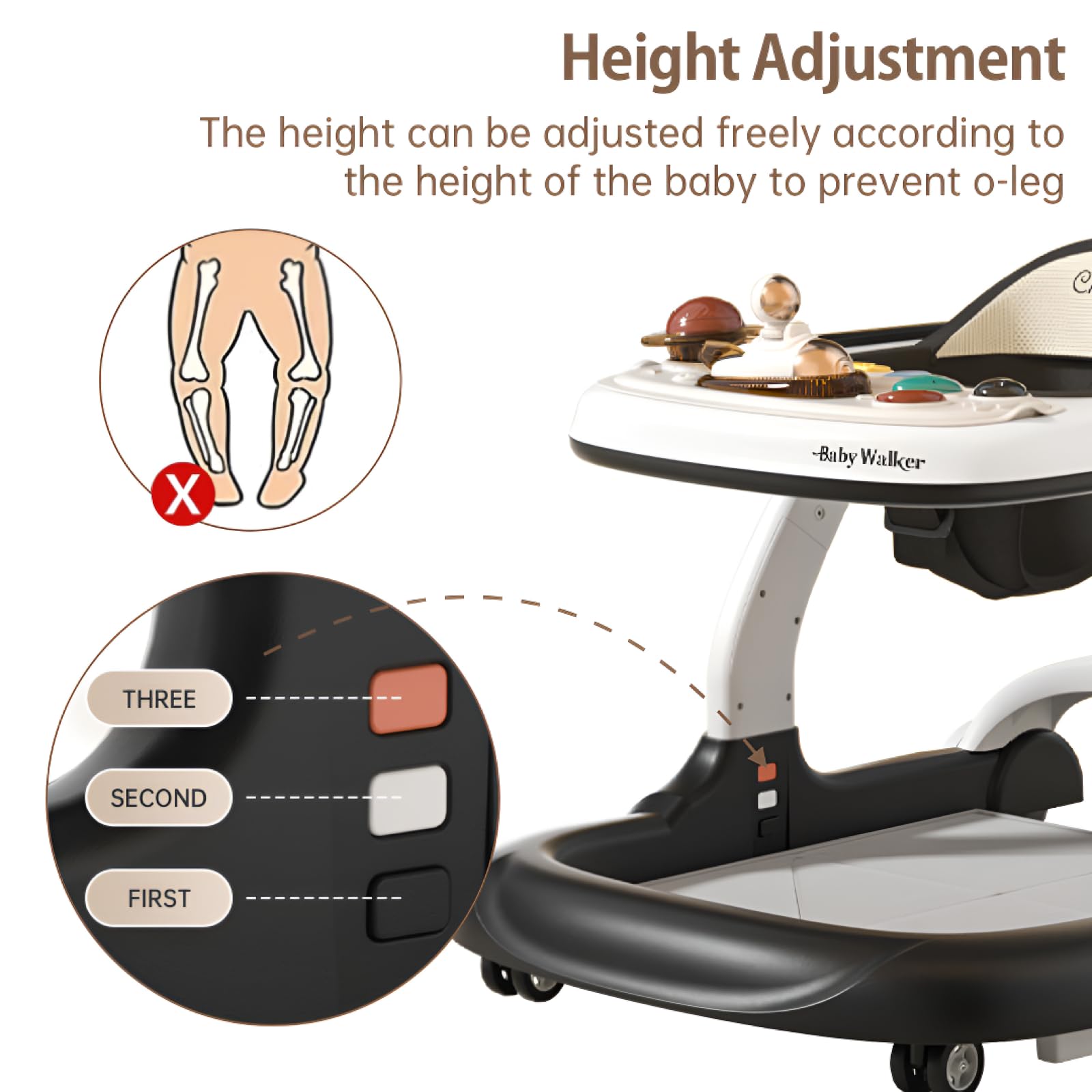 Adjustable Baby Walker with Wheels, Music & Lights - 9 Height Settings, Anti-Fall Design & Activity Center for Boys & Girls (6-18 Months) - Perfect for Learning to Walk, Playtime & Indoor Exploration