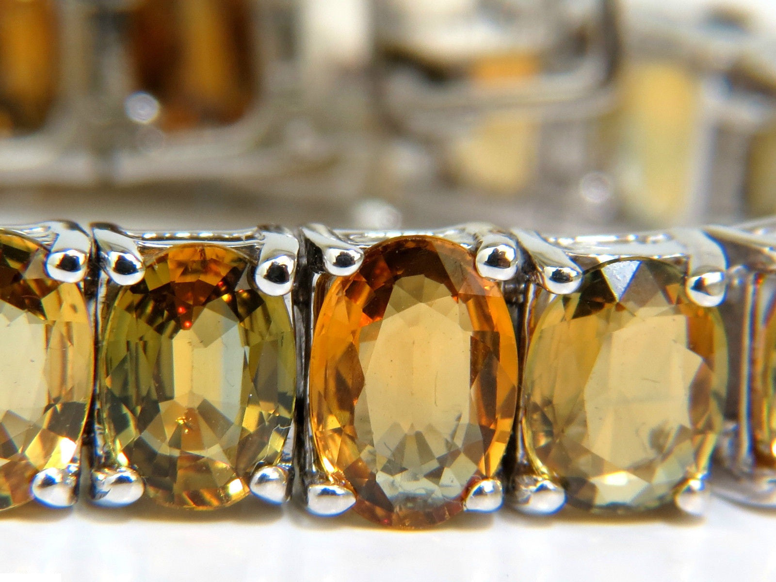 33.00ct Natural Yellow Green Orange Sapphire Tennis Bracelet - Elegant Gemstone Jewelry for Women, Perfect for Weddings, Parties & Special Occasions