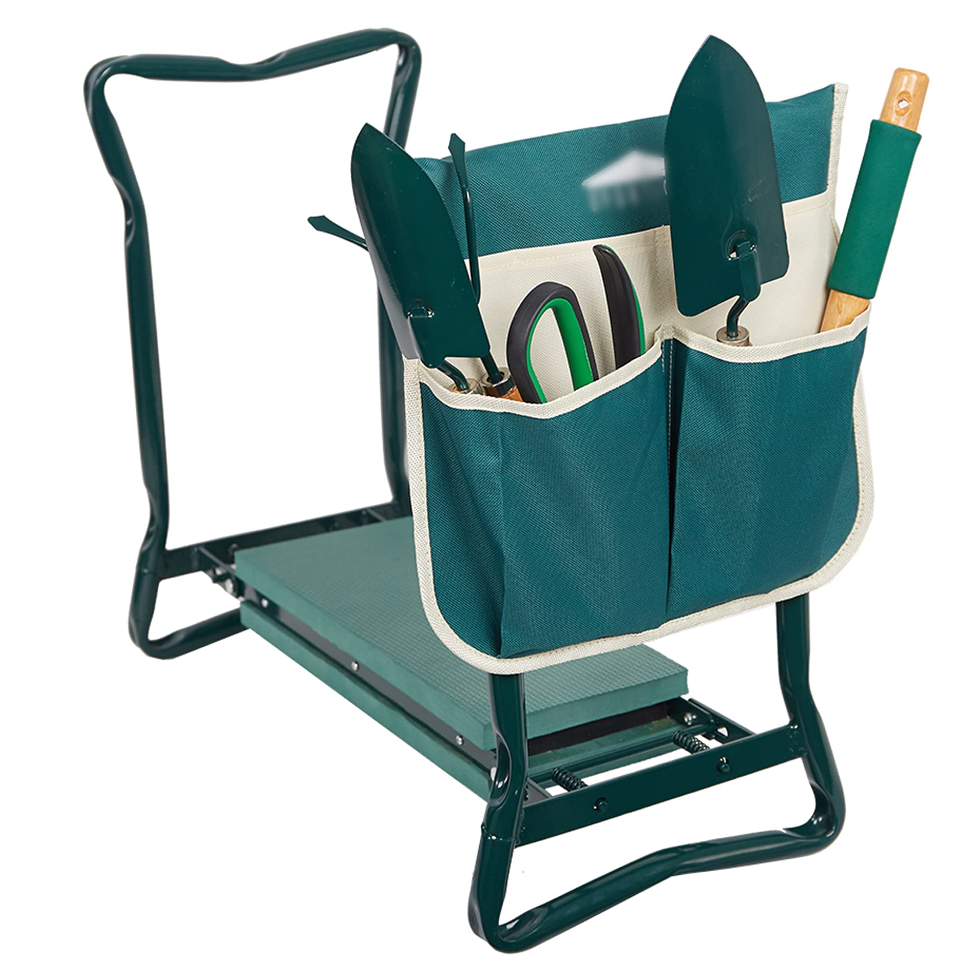 Foldable Garden Kneeler Seat with Soft Foam Pad & Tool Pouch - Portable Bench Stool for Gardening, Fishing, Outdoor Activities - Perfect for Elderly & Knee Support While Planting, Weeding or Camping