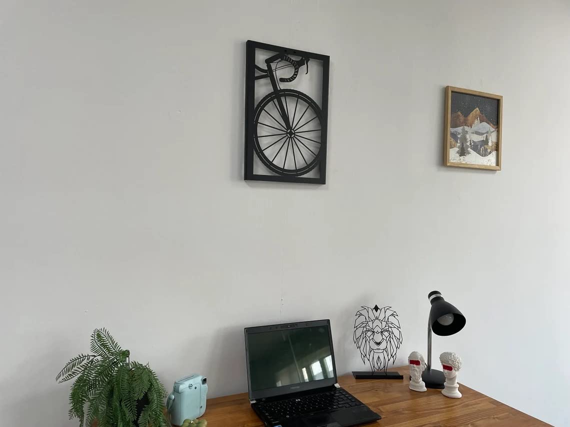 DEKADRON Metal Wall Art - Handcrafted Bicycle Wall Decor for Living Room, Bedroom & Office - Modern Bike Art Metal Sign (28