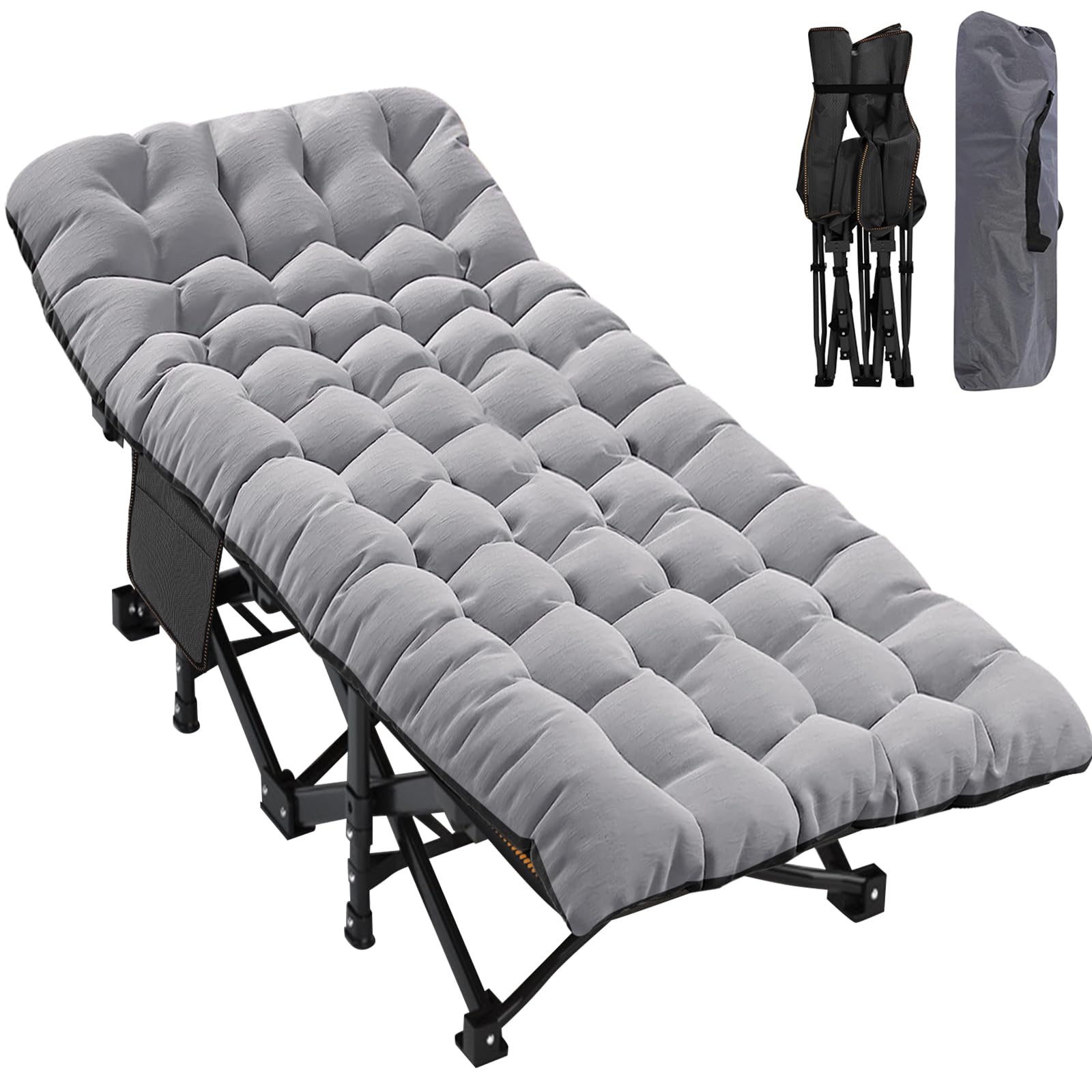 ABORON Heavy Duty Oversized Folding Camping Cot for Adults - 500lb Weight Capacity, Double Layer 1200D Oxford Fabric with Mattress & Carry Bag - Perfect for Camping, Guest Bed, Emergency Shelter, and Outdoor Adventures