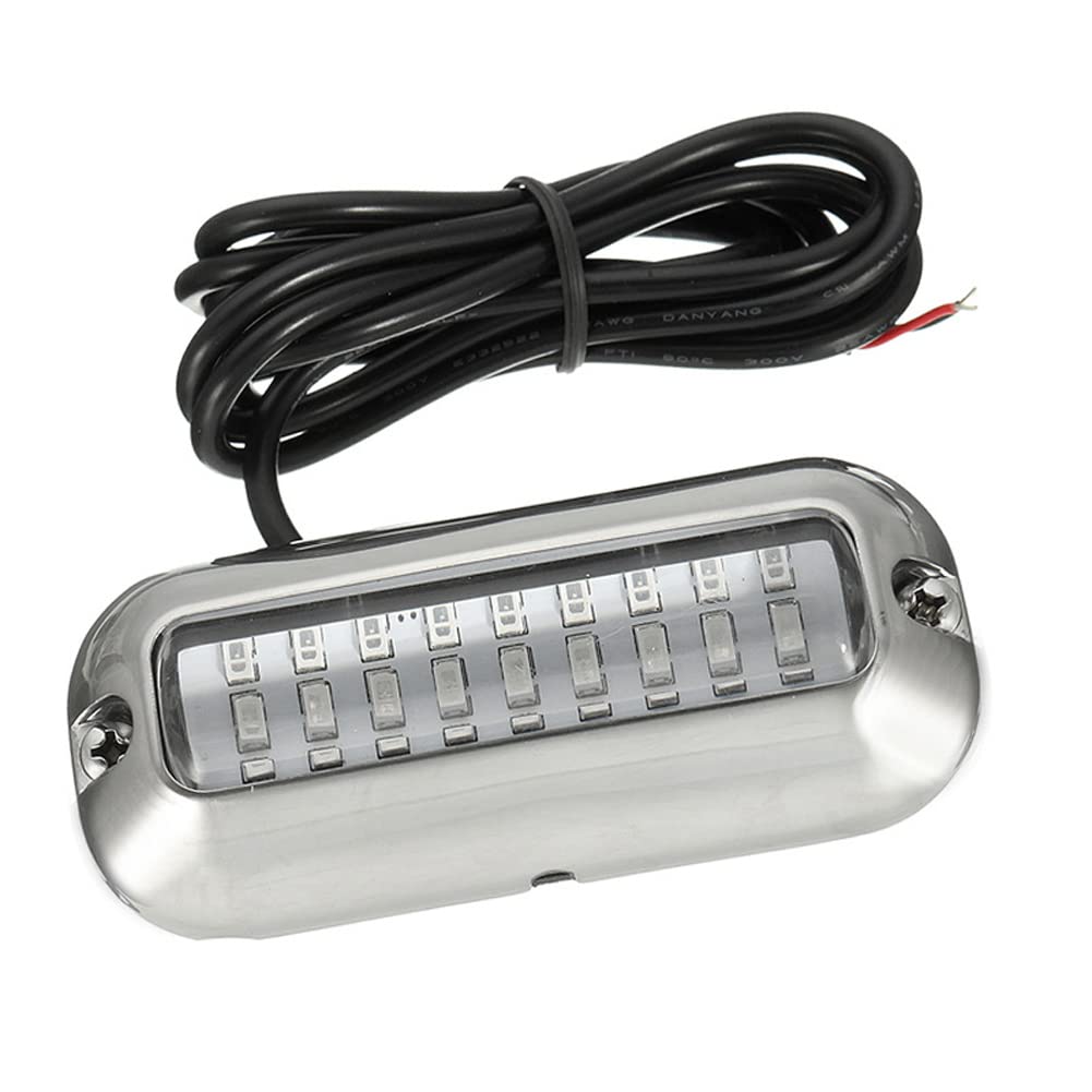 Zcargel 27-LED Stainless Steel Underwater Boat Light - 10-30VDC Marine Transom Lamp for Pontoon & Boats | Waterproof LED Night Light for Fishing, Docking & Night Cruising