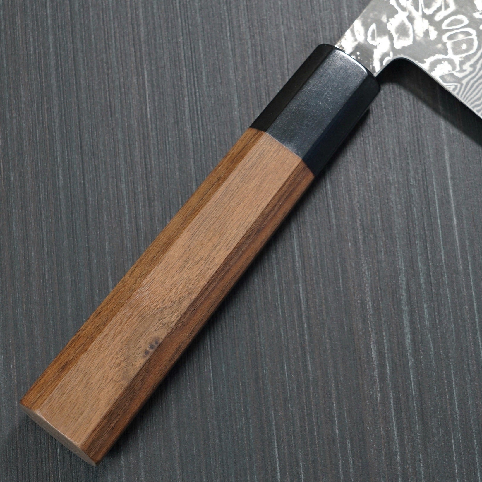 Yoshimi Kato SG2 Super Gold 2 Damascus Nakiri Knife - V-Shaped Blade with Black Water Buffalo Handle - Perfect for Japanese Cuisine, Vegetable Chopping & Sushi Preparation