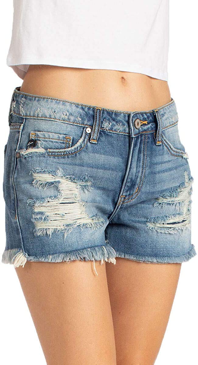 SALT TREE Women's Mid Rise Denim Shorts - High Waisted Stretch Jean Shorts for Women | Casual Summer Outfits & Beach Wear