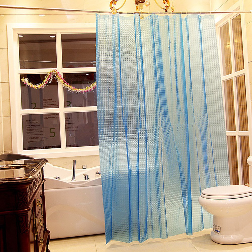 Riverbyland Durable Waterproof Shower Curtain 72 x 72 Inches - Translucent Blue Bathroom Decor for Modern Homes, Hotels & Spa Use