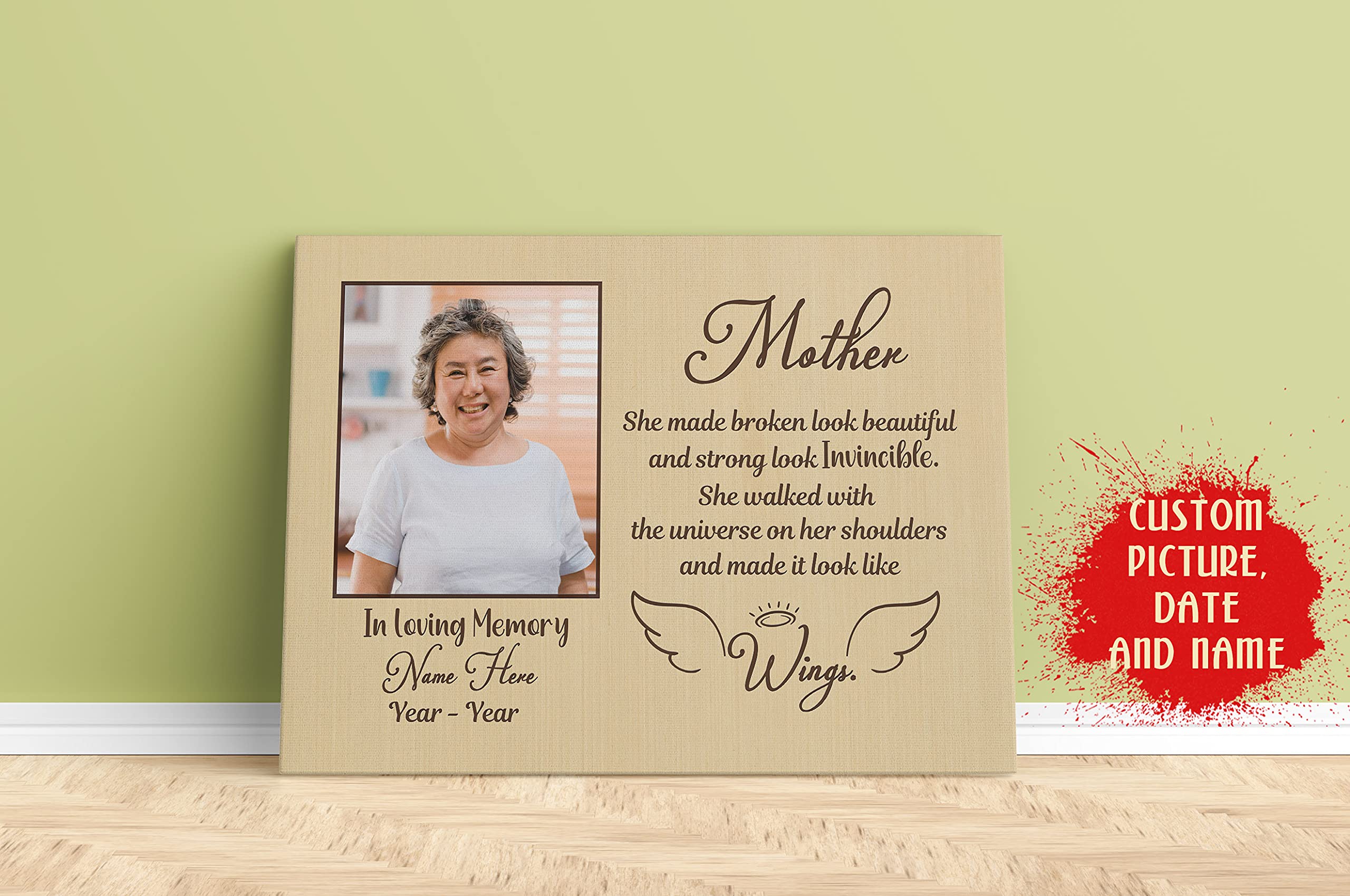 Personalized Naughty Puppy Memorial Canvas - In Loving Memory of Mom, Mother Remembrance Gift - Deepest Sympathy Present for Loss of Mother, Bereavement Keepsake - 16x12 Inch - Perfect for Home Memorial, Condolence Gift, or Pet Loss Remembrance