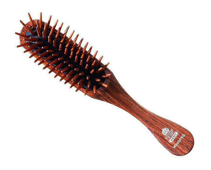 Premium Kent Hog Brush with Cushion Base - Natural Rosewood Quill & Handle for Gentle Pet Grooming & Massage - Perfect for Dogs, Cats & Horses