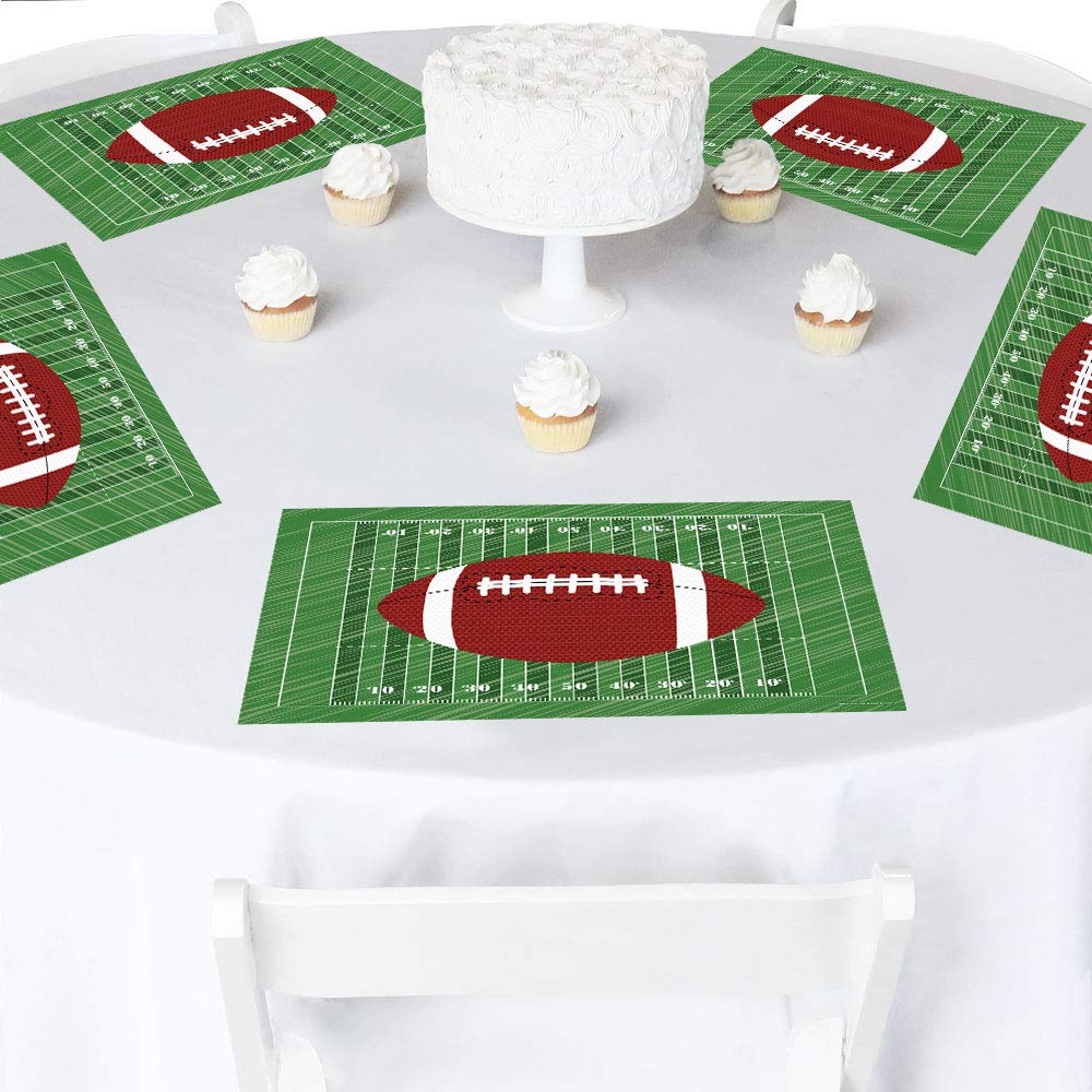 Big Dot of Happiness End Zone Football Party Table Decorations - 16-Pack Football Themed Placemats for Baby Showers, Birthday Parties & Game Day Celebrations - Perfect for Sports-Themed Events & Home Decor