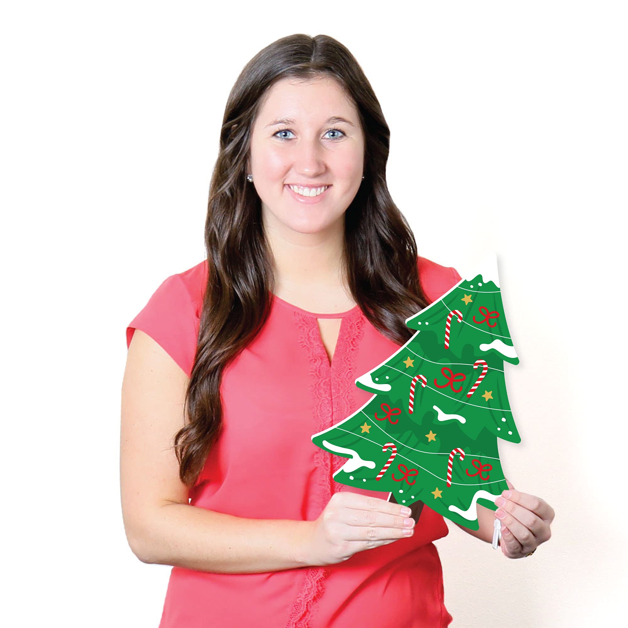 Big Dot of Happiness Snowy Christmas Trees - Classic Outdoor Holiday Lawn Decorations for Christmas Party & Yard Decor - 10 Piece Set - Perfect for Front Yard, Garden, and Festive Seasonal Displays