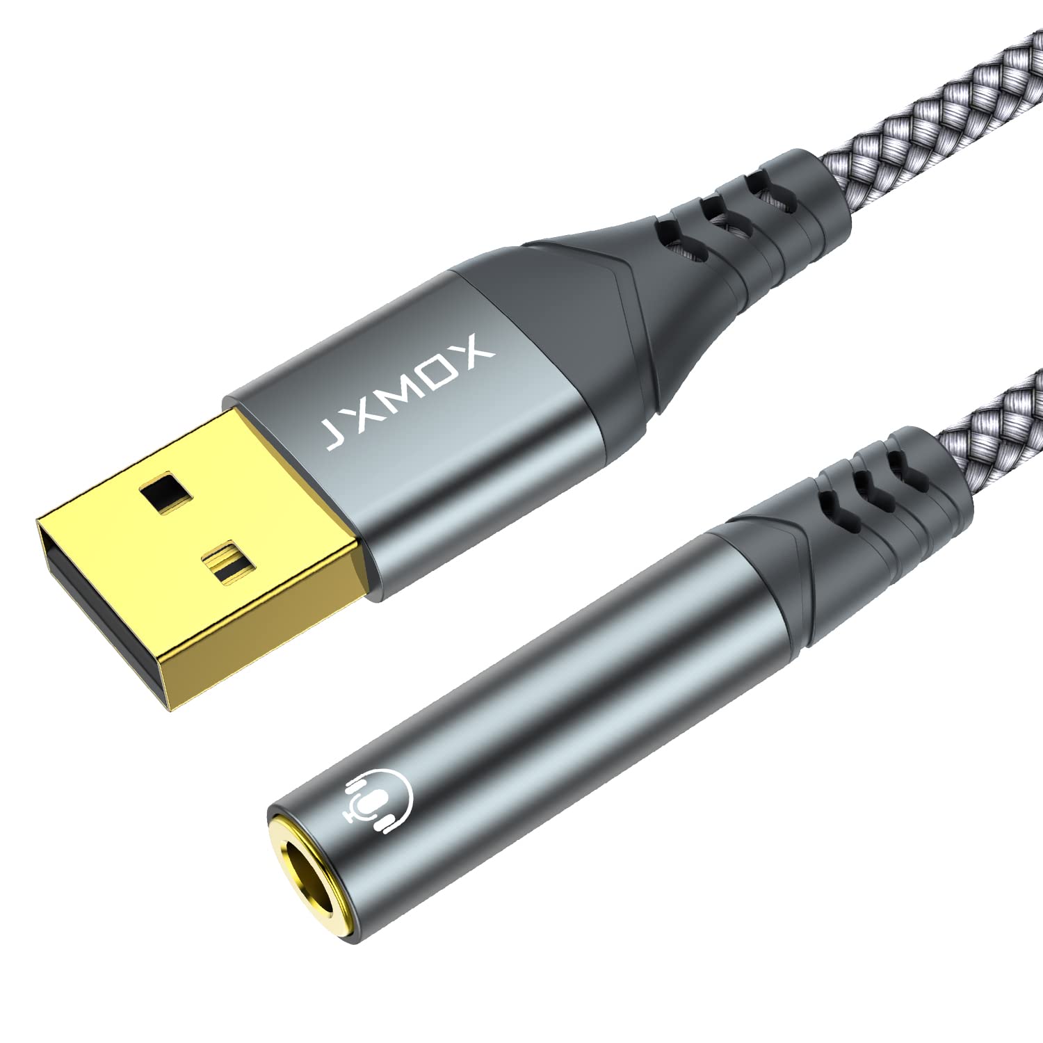 USB-A to 3.5mm TRRS Female Audio Adapter (1.6ft/0.5m) - External Stereo Sound Card for Headphones, Mac, PS4, PS5, PC, Laptop - Perfect for Gaming, Video Calls & Music Listening