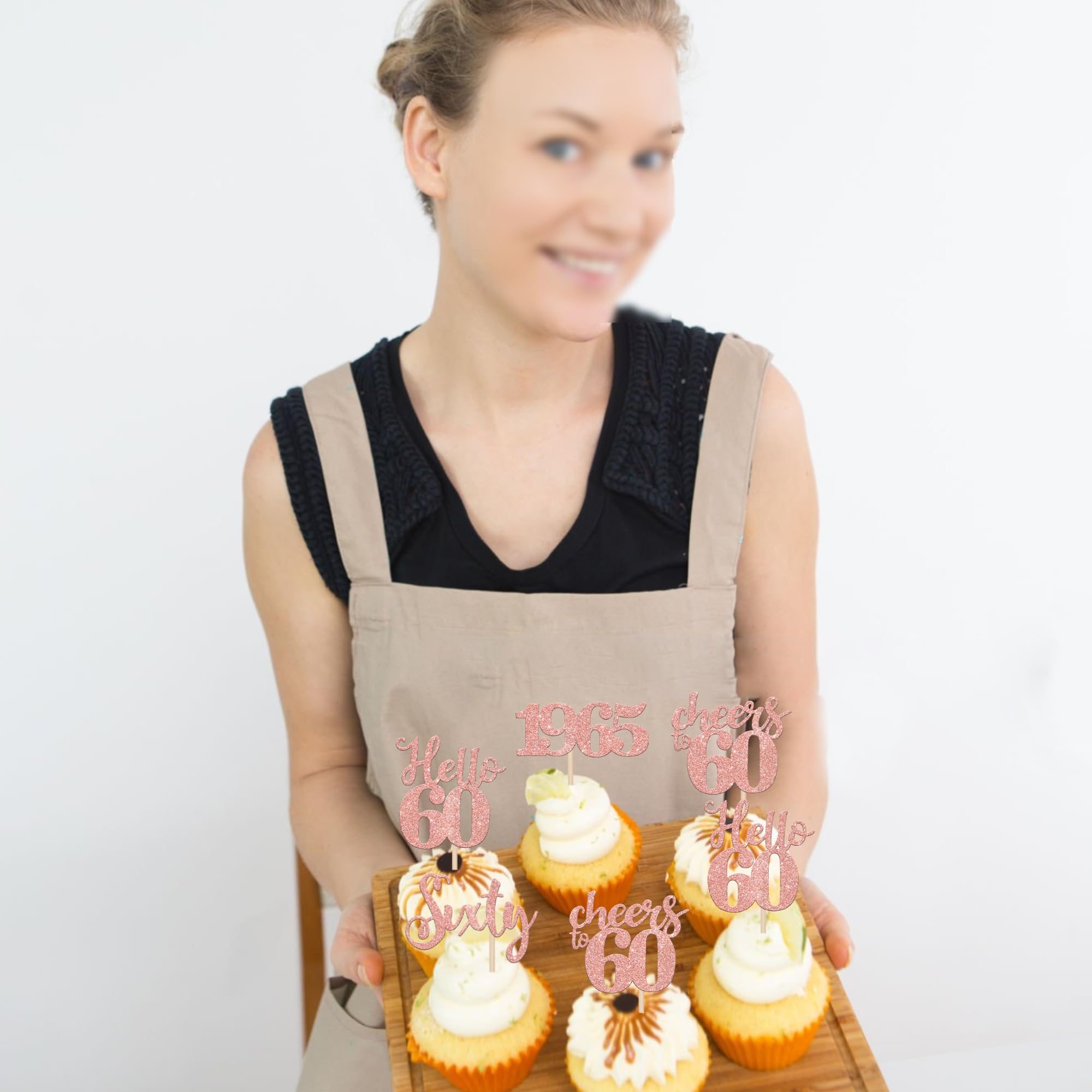 24 PCS 60th Birthday Cupcake Toppers - Glitter 