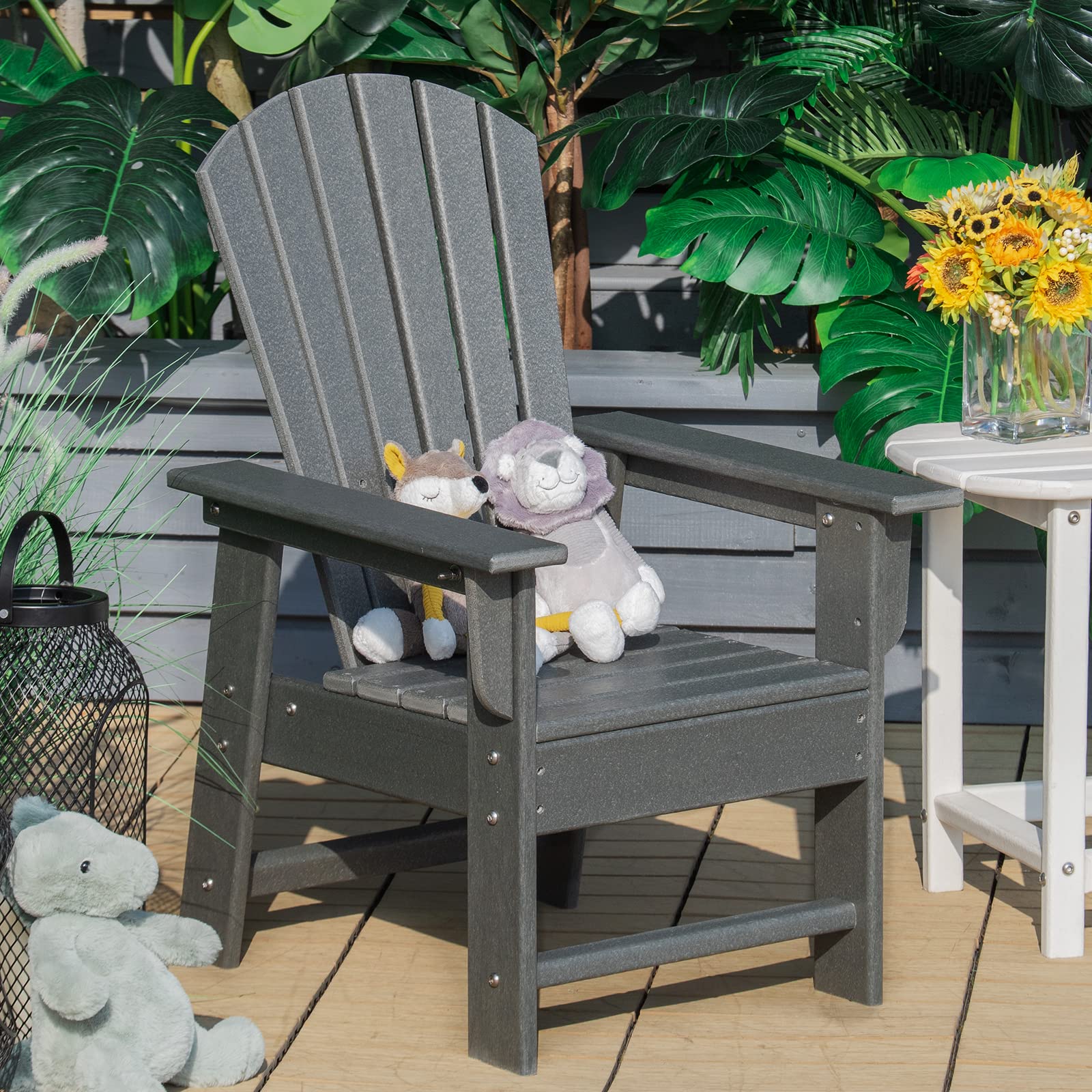 **Giantex Kids Adirondack Chair - HDPE Outdoor Patio Chair with Ergonomic Backrest for Toddlers, Gray - Perfect for Deck, Porch, Backyard, Poolside & Indoor Use - Weather-Resistant & Durable for Outdoor Play**