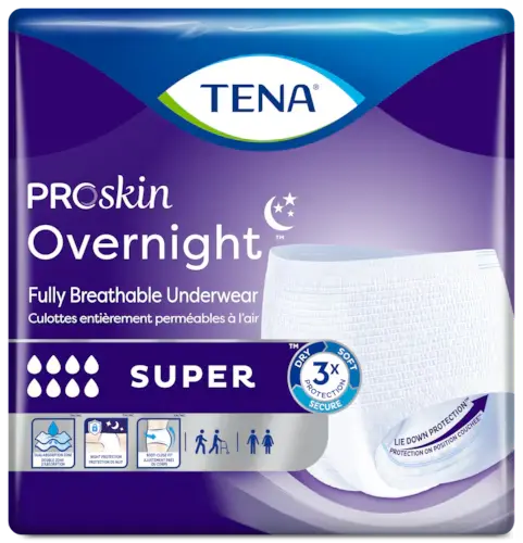 TENA ProSkin Overnight Super Absorbent Breathable Underwear for Women - Premium Incontinence Protection for Nighttime Use, Comfortable & Discreet for Better Sleep