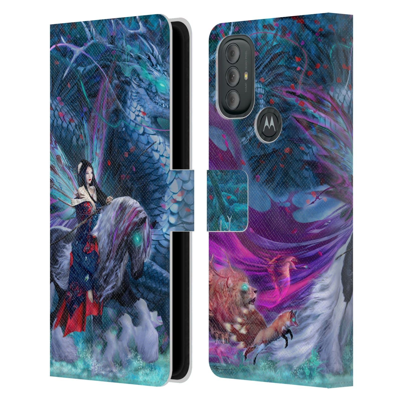 Head Case Designs Officially Licensed Ruth Thompson Ride of The Yokai Dragons Leather Book Wallet Case Cover for Motorola Moto G Power (2022) - Perfect for Travel, Work, and Everyday Protection