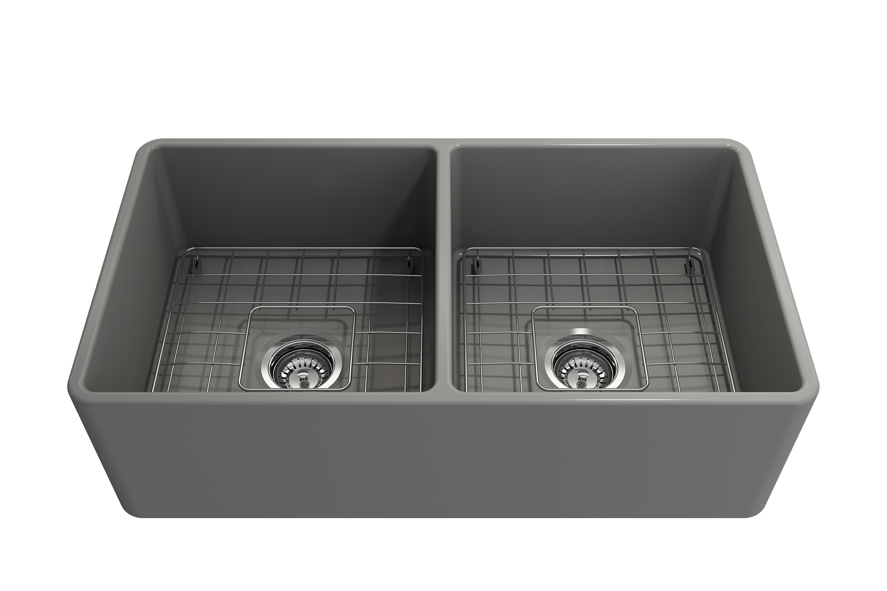 Bocchi Classico Farmhouse Apron Front Fireclay 33-Inch Double Bowl Kitchen Sink - 9 Color Options | Perfect for Rustic & Modern Farmhouse Kitchens