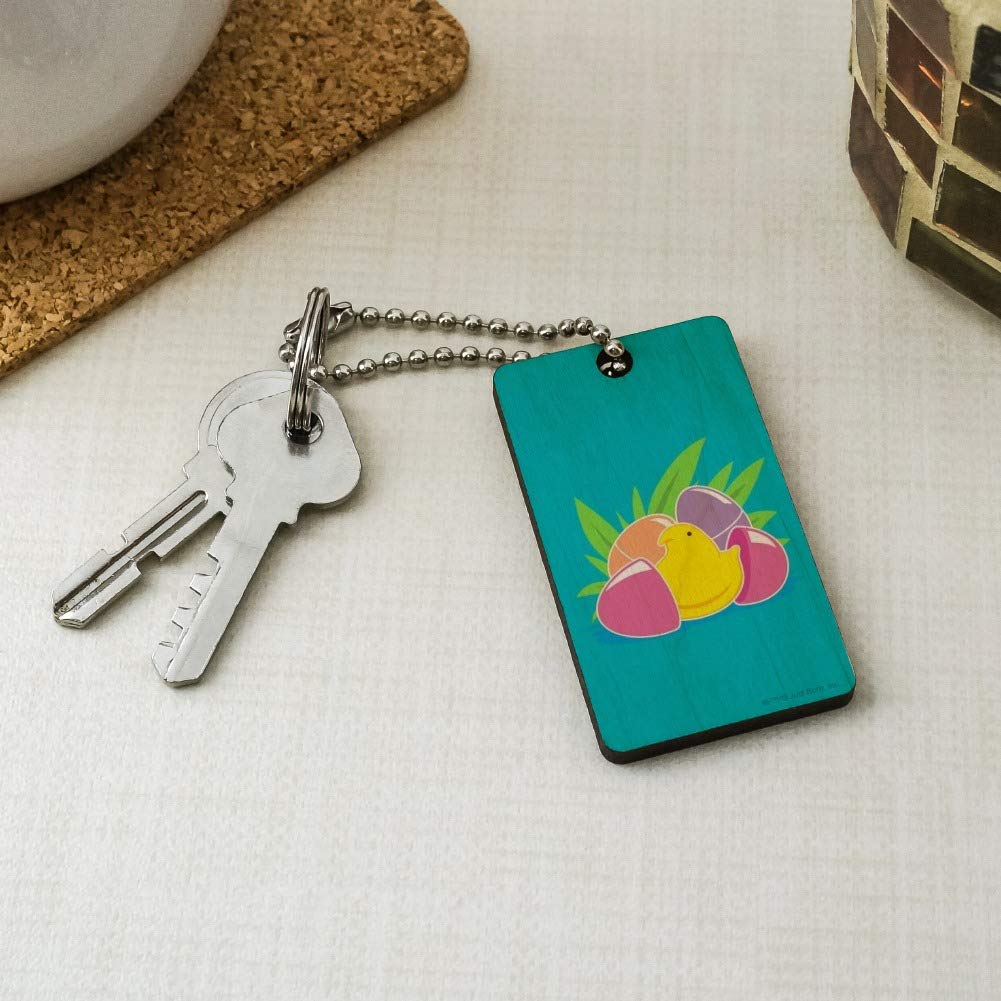 Peeps Hatching from Easter Egg Wooden Keychain - Cute Bunny Key Ring for Easter Gifts, Home Decor & Party Favors - Perfect for Easter Celebrations, Spring Decorations and Keychain Collections