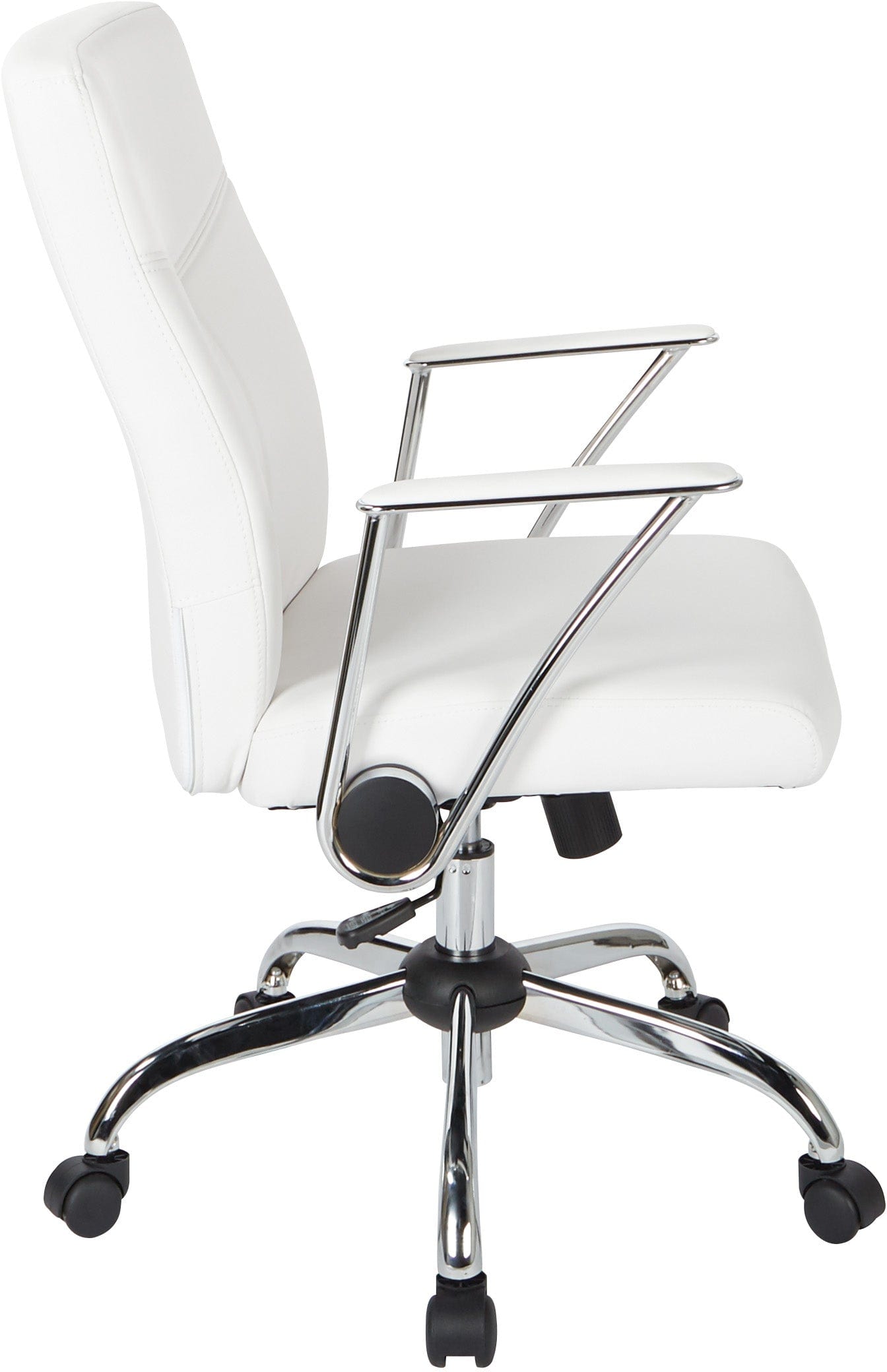 Office Star Faux Leather Executive Chair with Flip-Up Arms & Chrome Base - Ergonomic Desk Chair for Home Office, Conference Room & Study [FL80287C]
