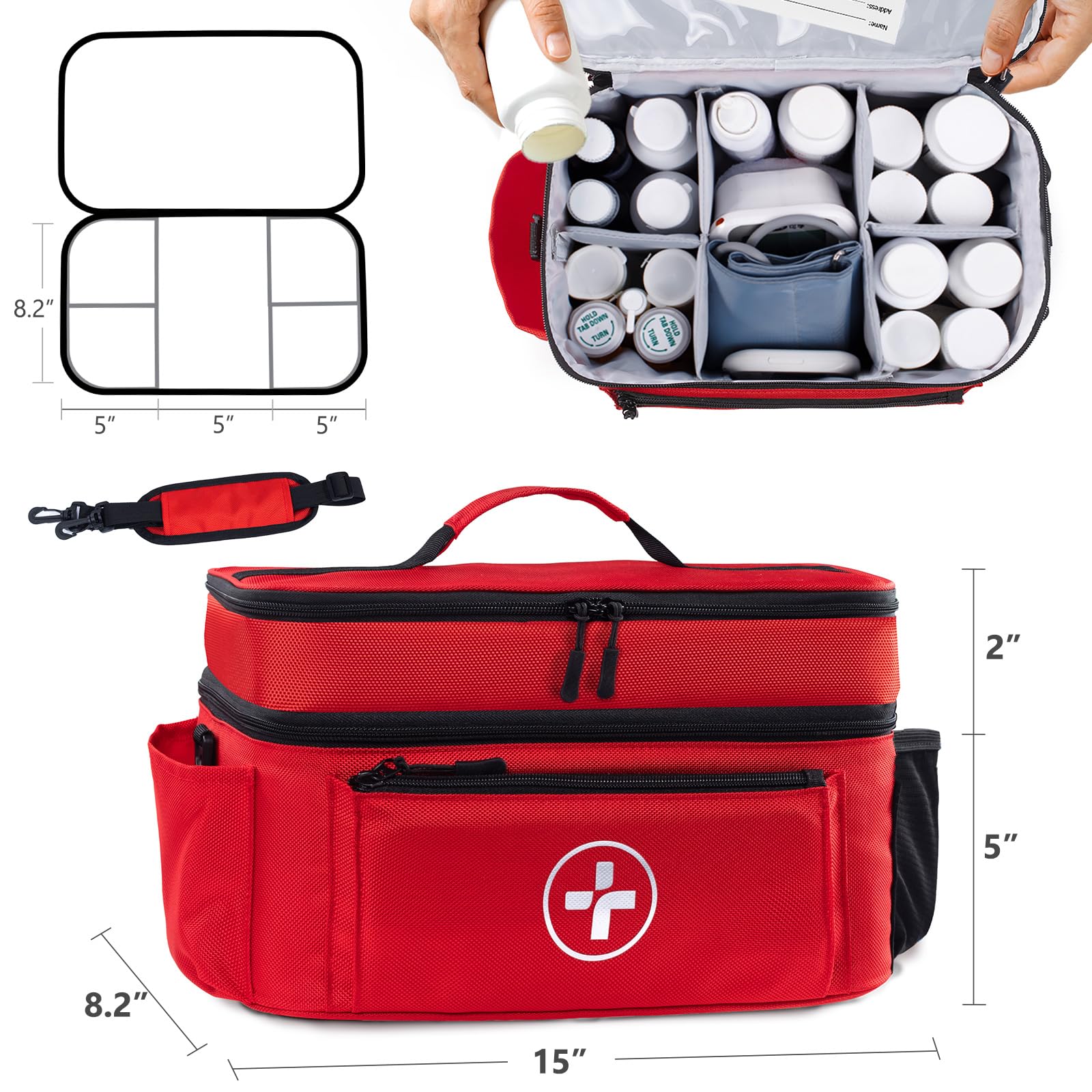 BAGSFY Travel Medicine Bag Organizer - Large Empty Medical Pouch for Pills & First Aid Supplies | Portable Medication Storage Case for Home, Car & Emergency Kit | Perfect for Travel, Camping & Daily Health Management