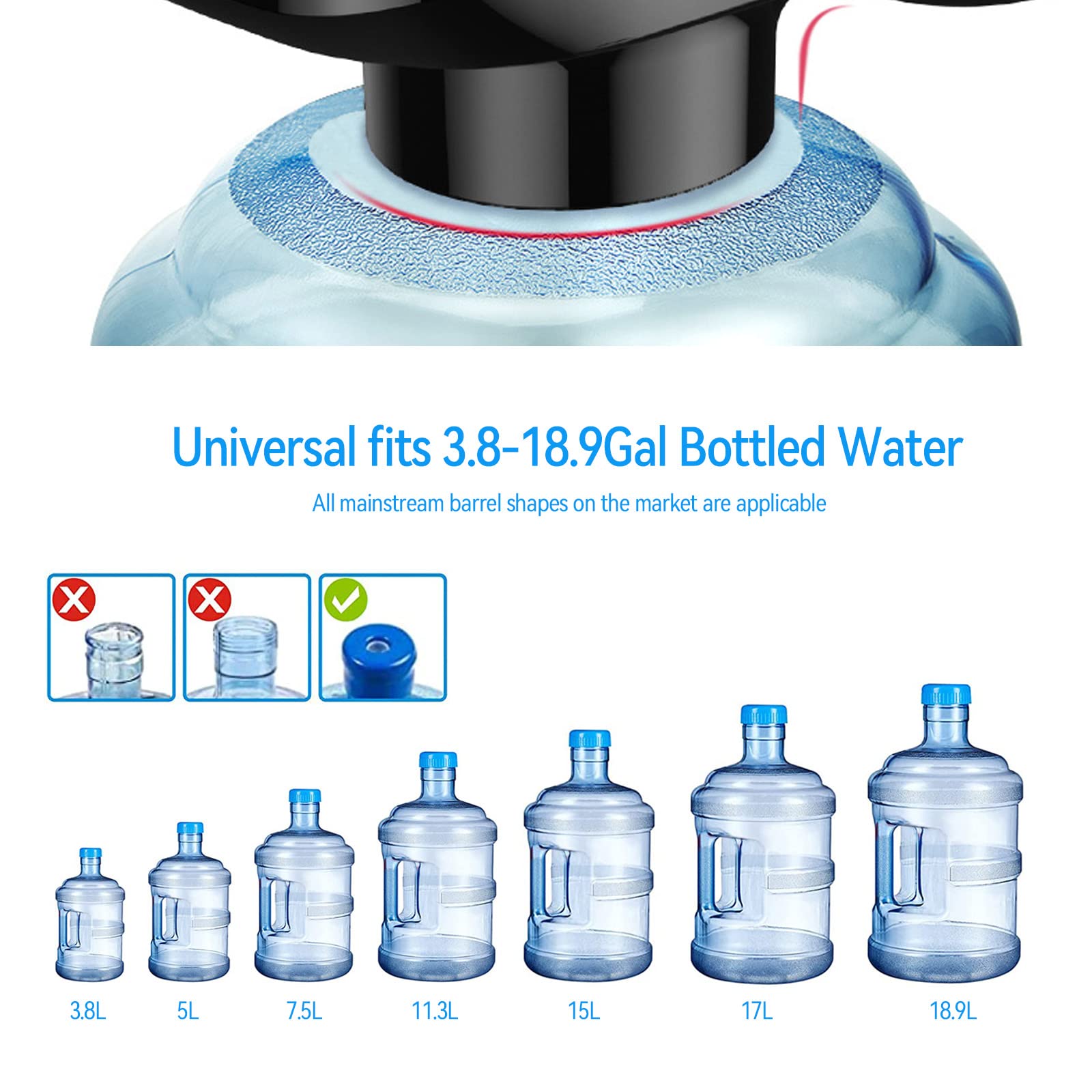 Electric Water Dispenser Pump for 5 Gallon Bottle - Automatic Universal Water Dispenser for Home, Office & Camping - Portable Water Jug Pump for Drinking Water Accessories