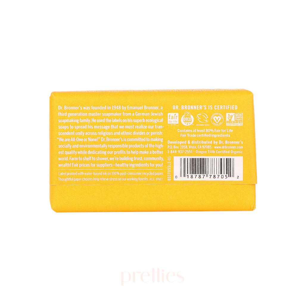 Dr. Bronner's Organic Citrus Bar Soap - 140g, All-in-One, Vegan, Fair Trade, for Face, Body & Hair - Perfect for Travel, Gym & Eco-Friendly Home Use