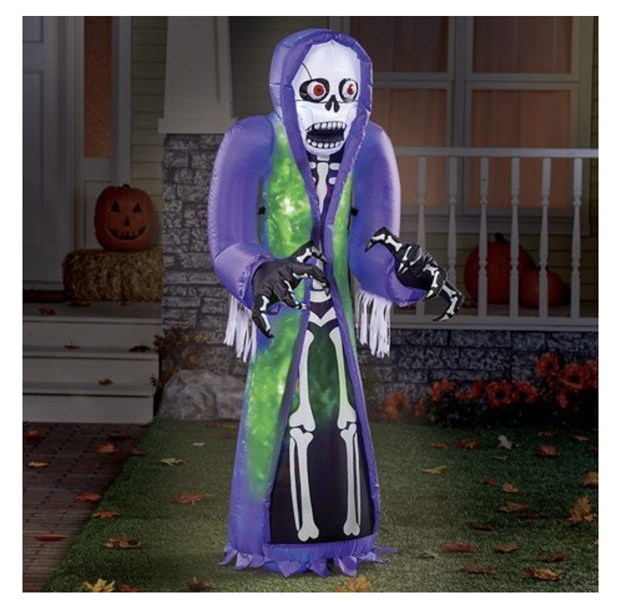 5ft Inflatable Halloween Skeleton Reaper Yard Decoration - Scary Outdoor Decor for Halloween Party, Haunted House & Front Yard Display
