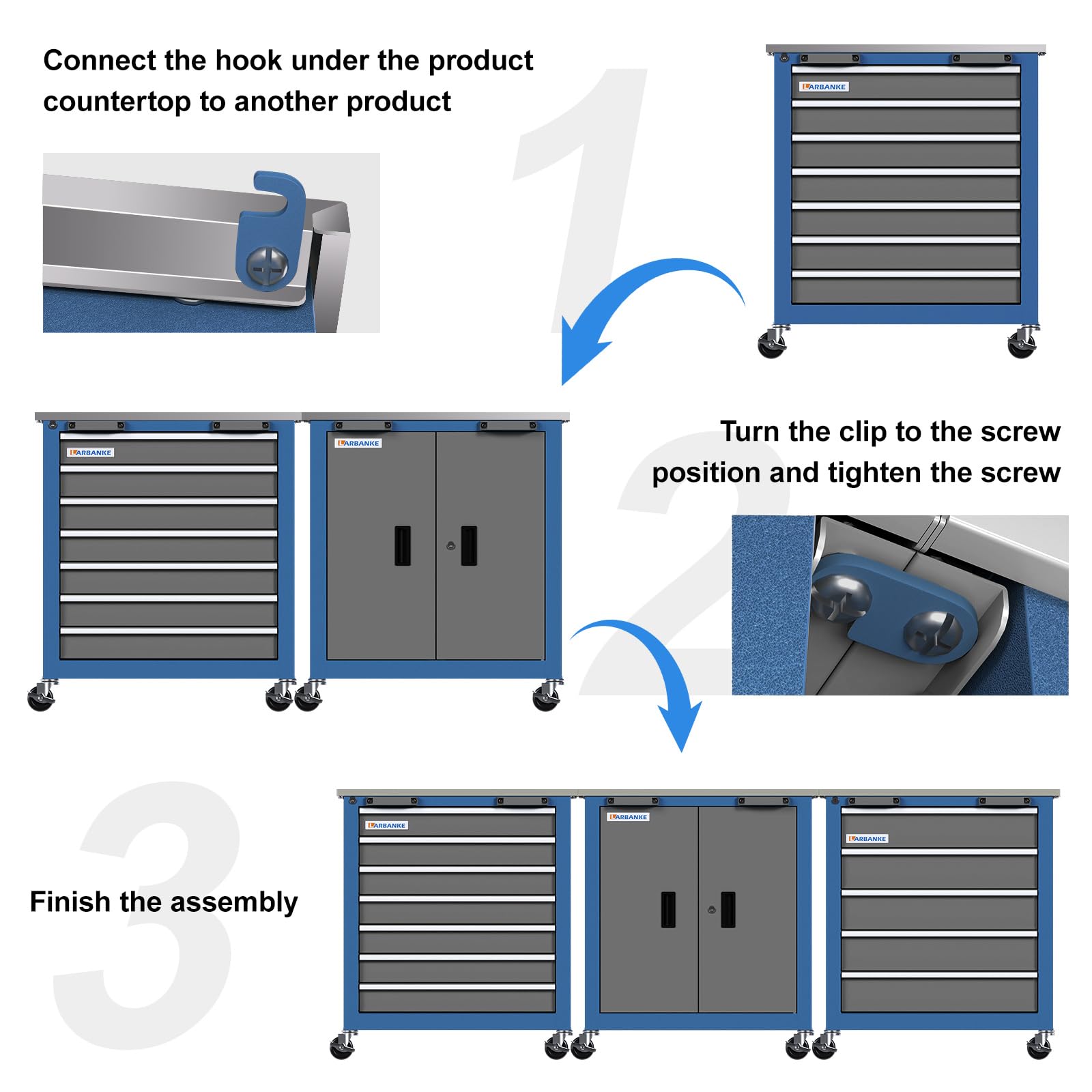 5-Drawer & 7-Drawer Rolling Tool Cabinet with Wheels - Heavy Duty Double Door Tool Chest with Connecting Buckles for Garage, Workshop & Professional Use