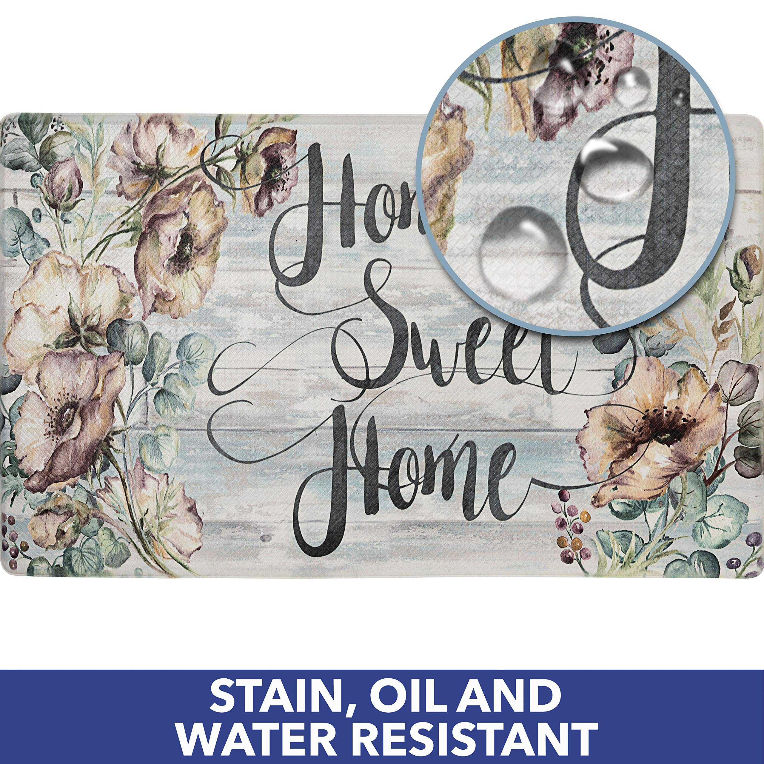 SoHome Anti Fatigue Kitchen Mat - Floral, Stain Resistant, Easy Clean for Home Cooking