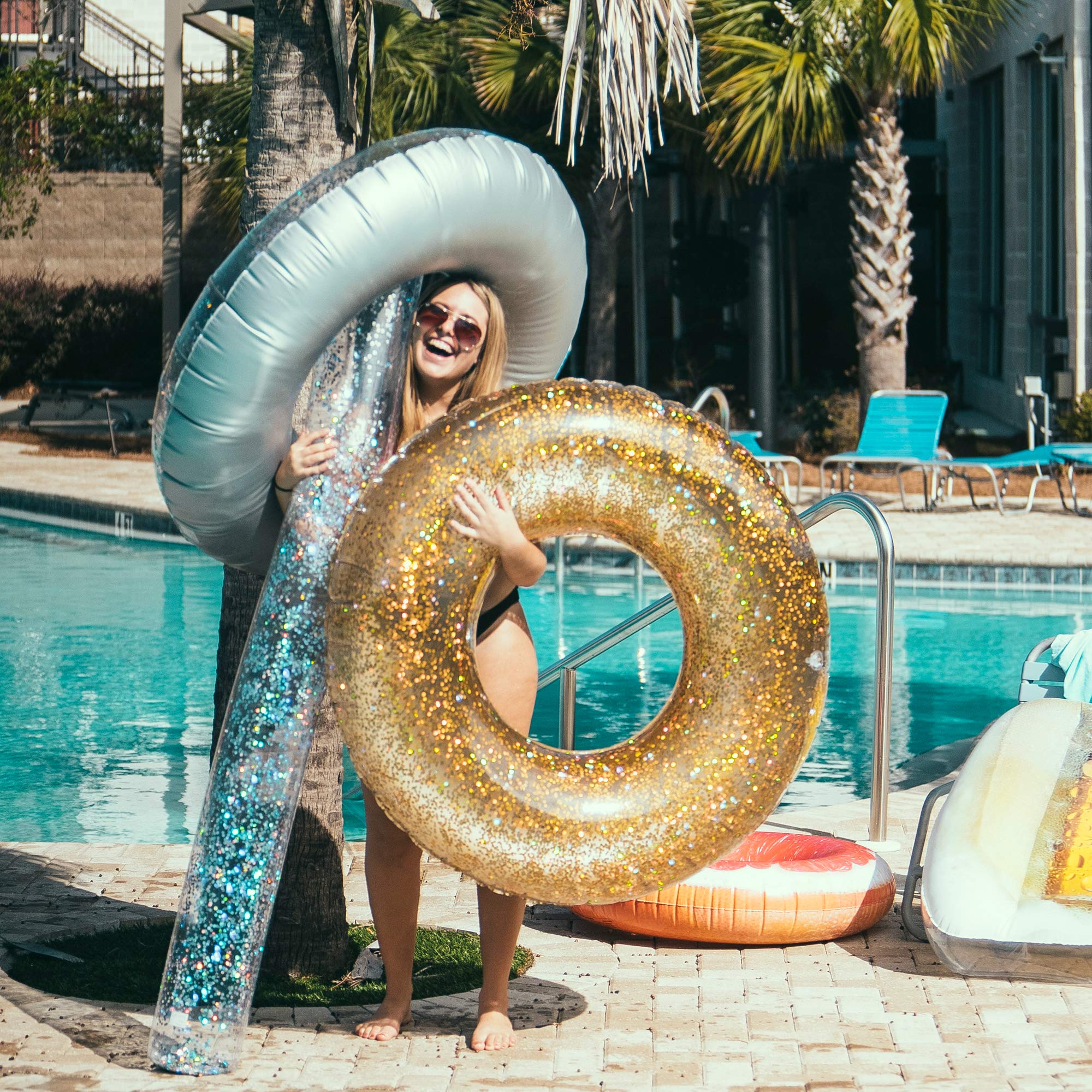 PoolCandy Jumbo Pool Tube 48 Inch - Extra Large Inflatable Pool Float for Adults, Kids & Family - Fun Summer Water Toy for Pool Parties, Beach & Lake Relaxation