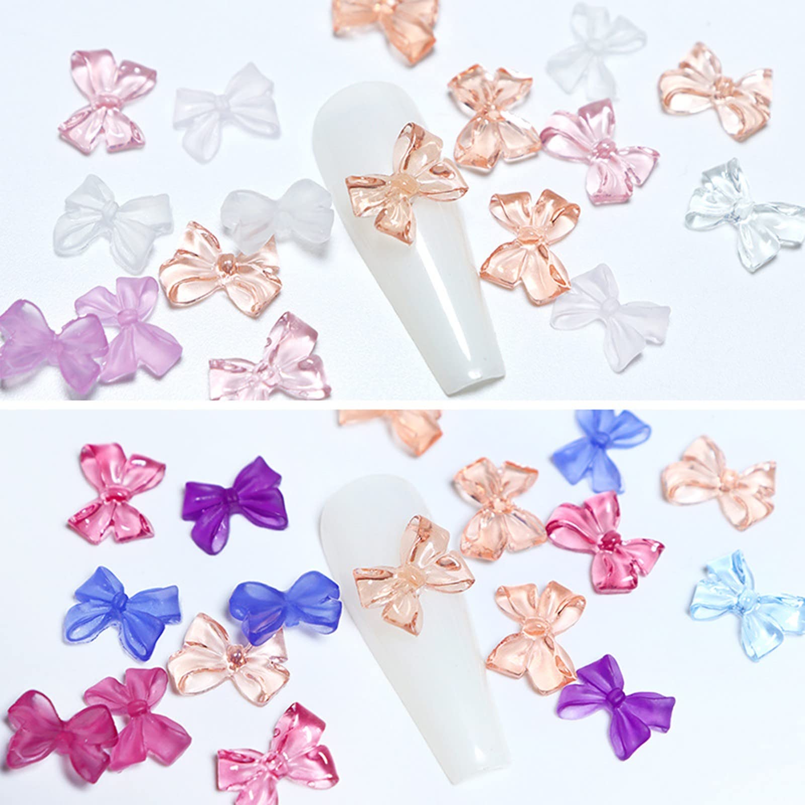 40-Piece Light Variable Bow Knot Nail Art Kit with Butterfly & Diamond Decorations - Trendy Nail Enhancements for DIY Manicures, Parties & Special Occasions