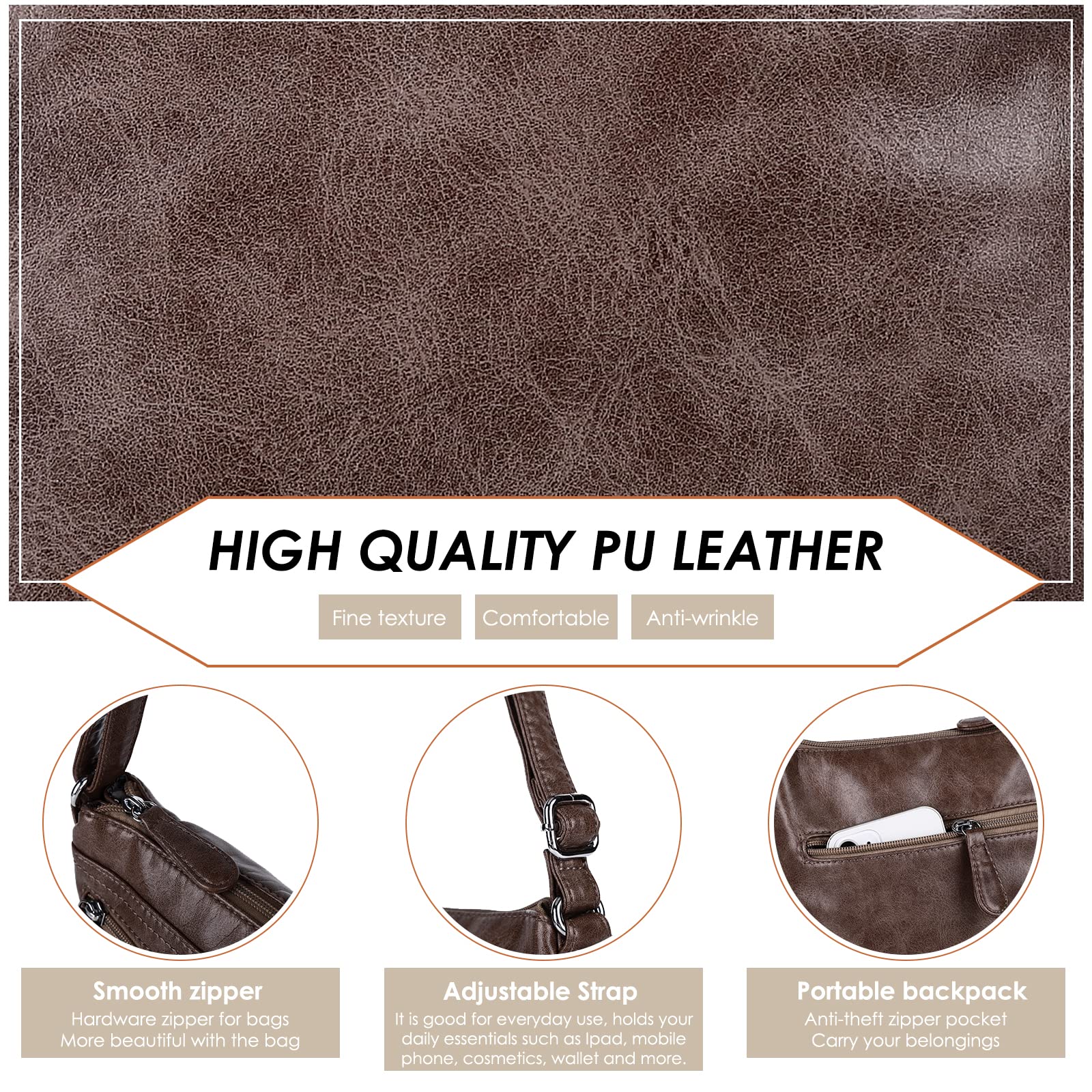 Angel Kiss Women's Crossbody Bag - PU Leather Adjustable Strap Shoulder Purse for Daily Use, Travel & Shopping